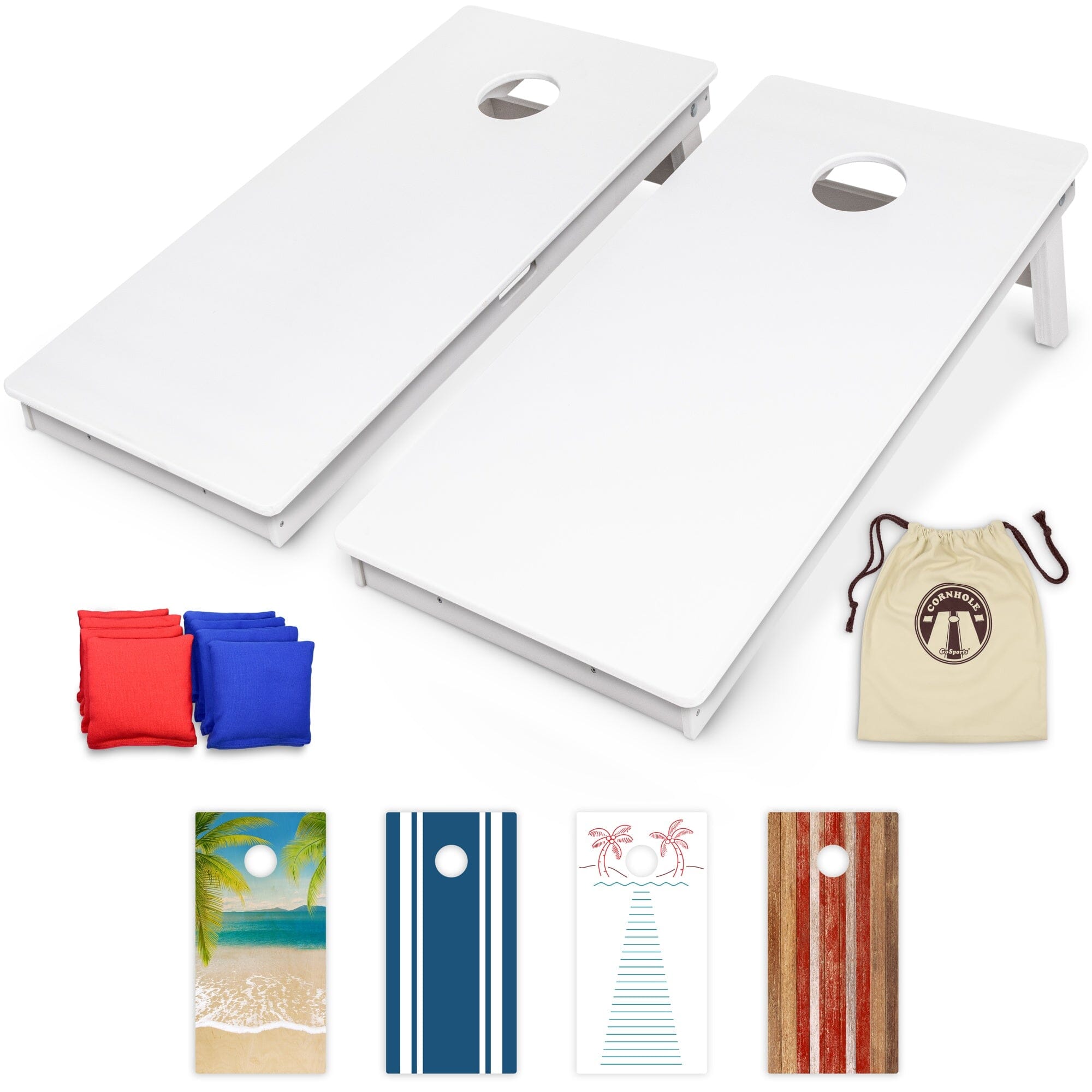 GoSports 4 x 2 ft Resort Collection All Weather Cornhole Board Set PlayGoSports.com White