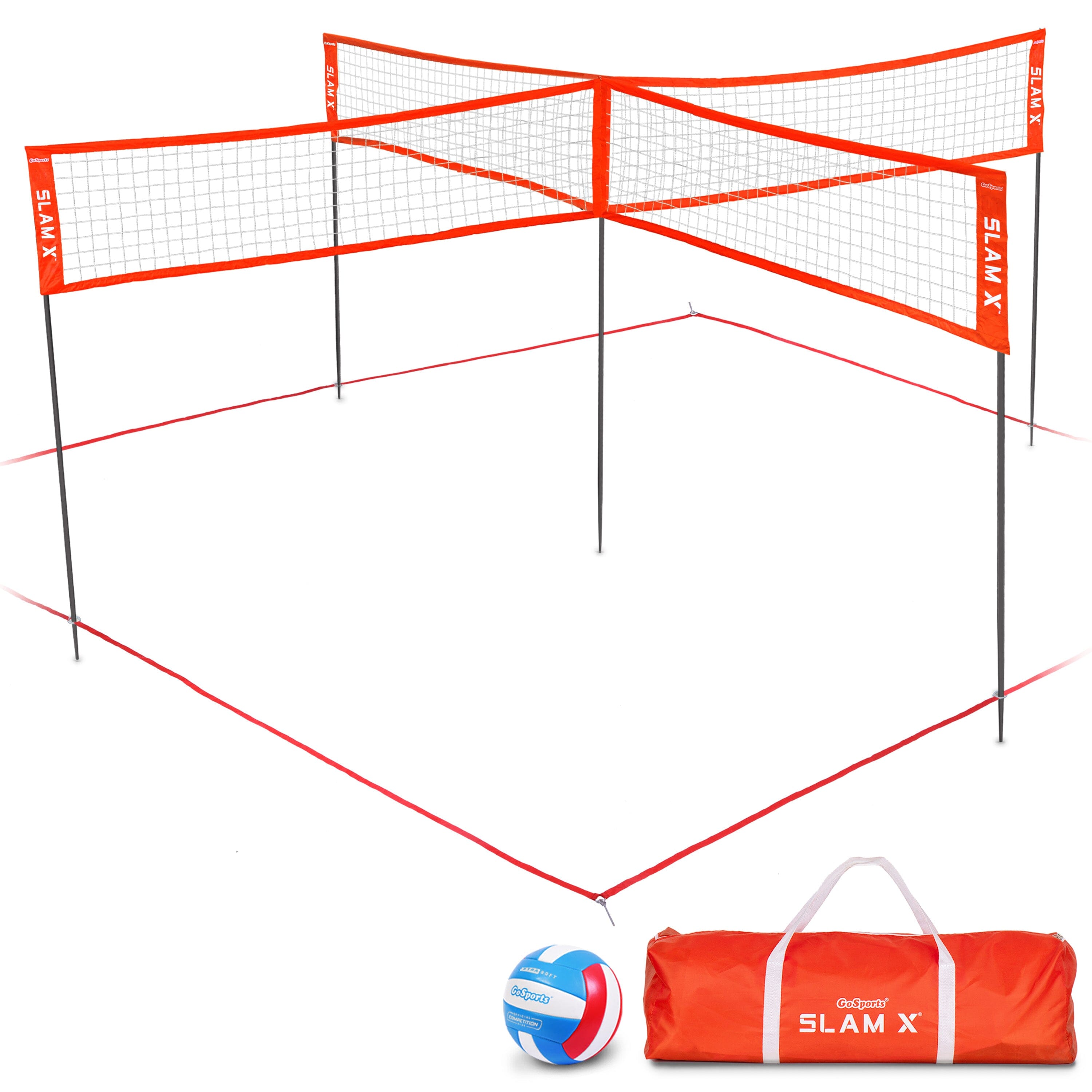 GoSports Slam X 4 Square Volleyball Game Set - Ultimate Backyard & Beach Game for Kids And Adults - 14 x 14 ft Volleyball GoSports