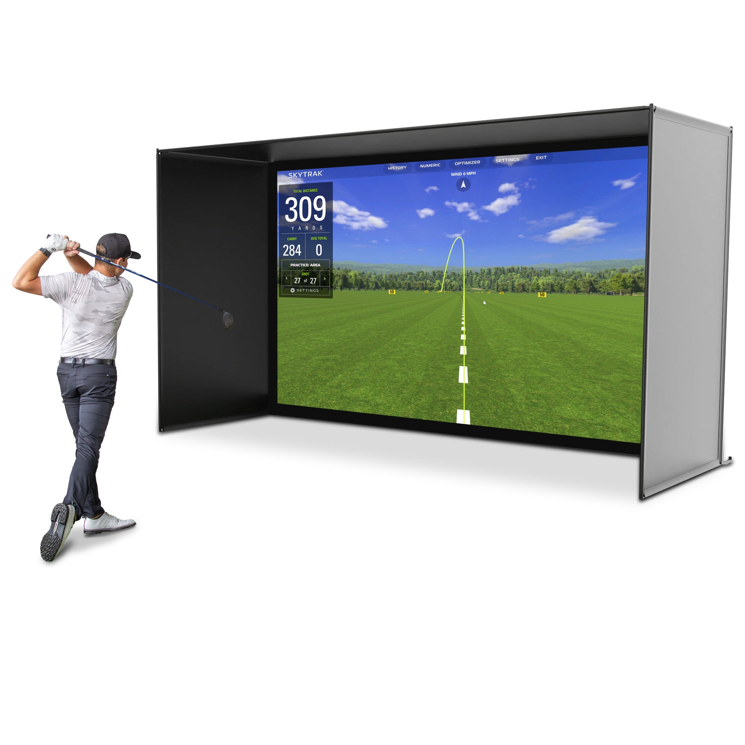 GoSports 14 x 8 ft Golf Simulator Enclosure Net - Complete Set with Frame and HD Impact Screen Kit GoSports