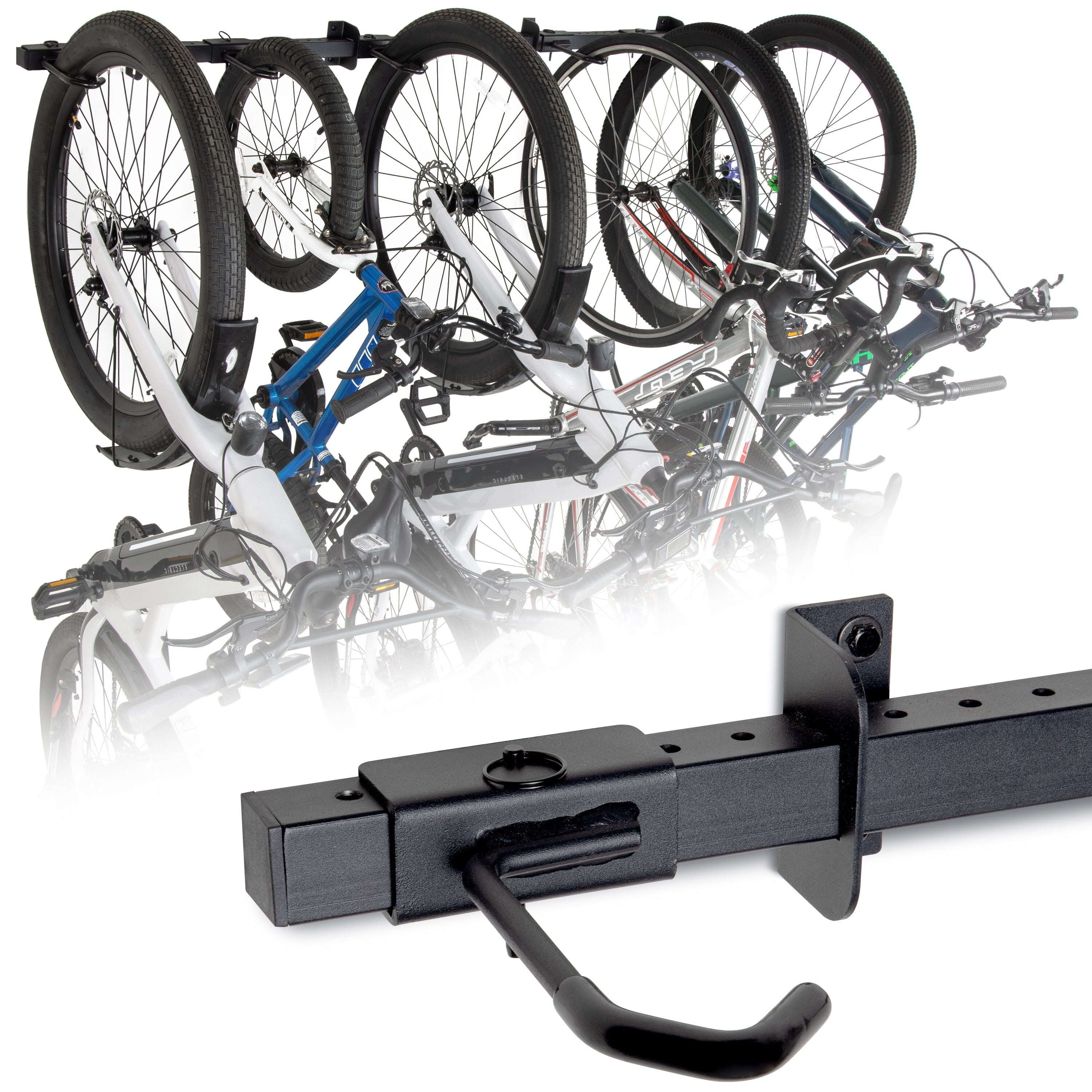 a bike rack with two bikes attached to it