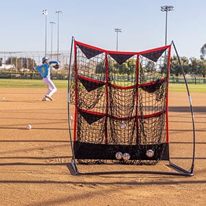 a baseball field with a catcher and catcher