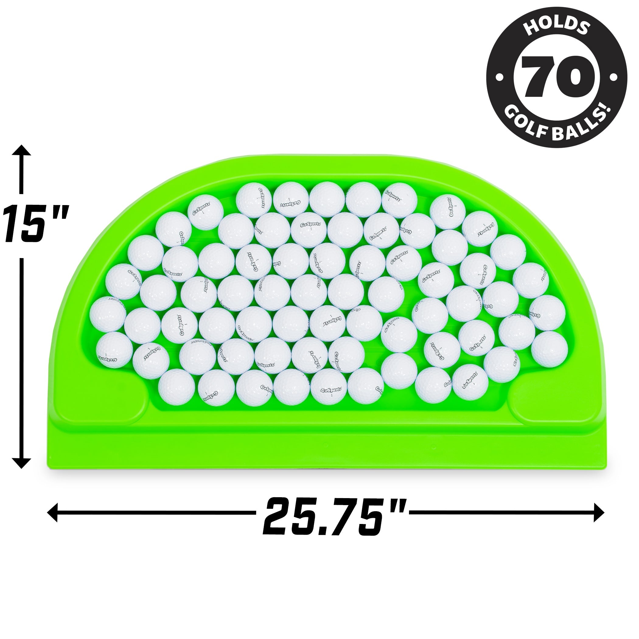 a green tray with white balls in it