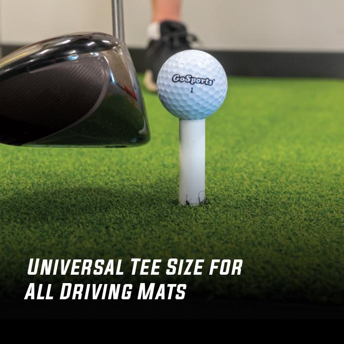 a golf ball and driver on a putting green