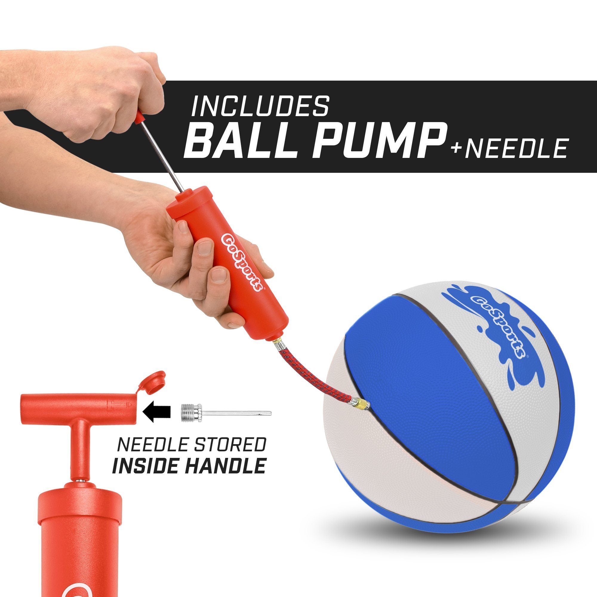 a hand holding a ball with a pump