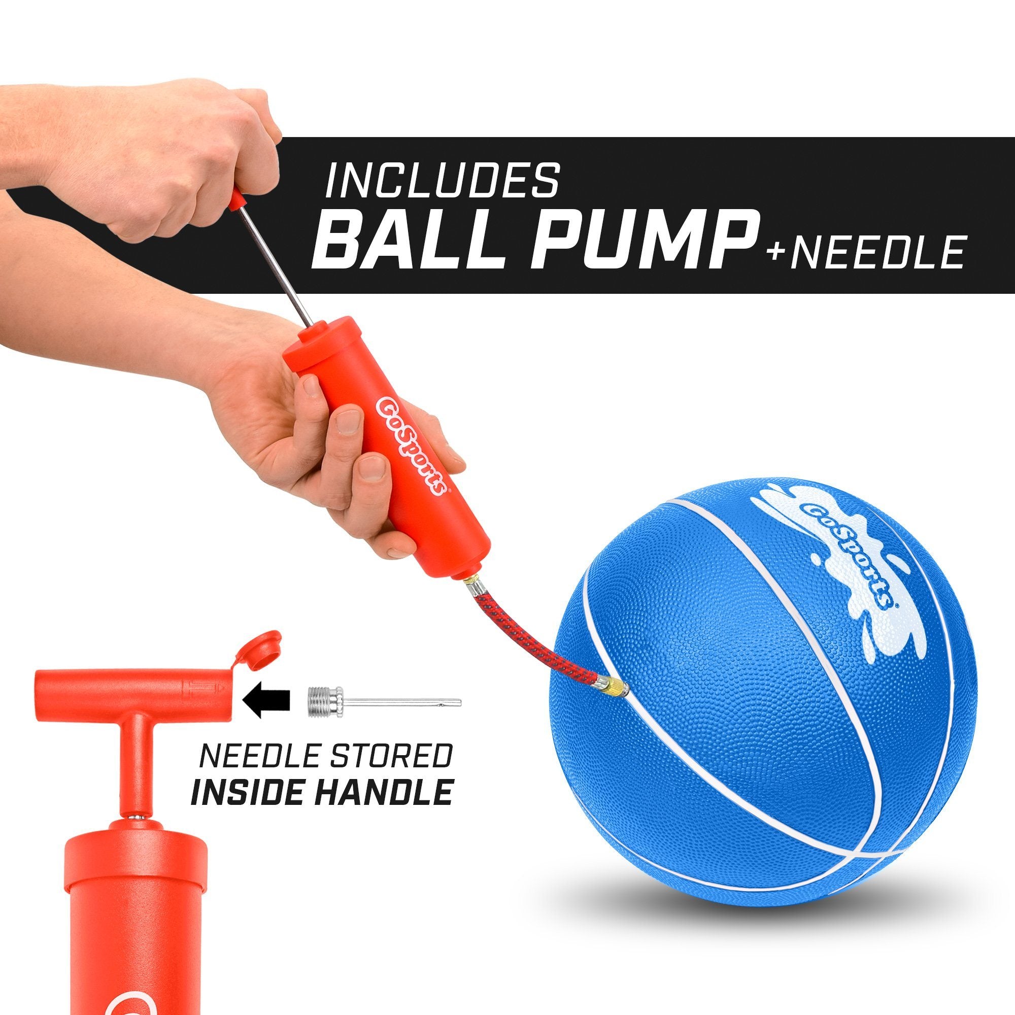 a hand holding a ball with a red handle