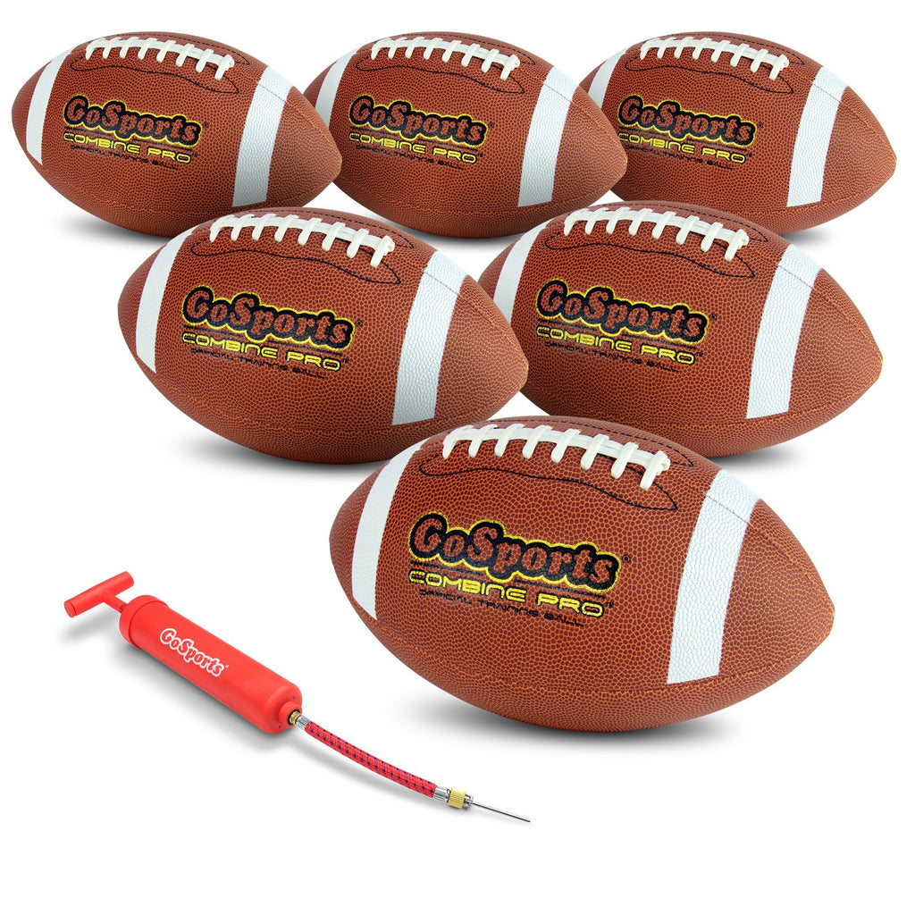 GoSports Combine Football 6 Pack | Regulation Size Official Composite Leather Balls Football playgosports.com 