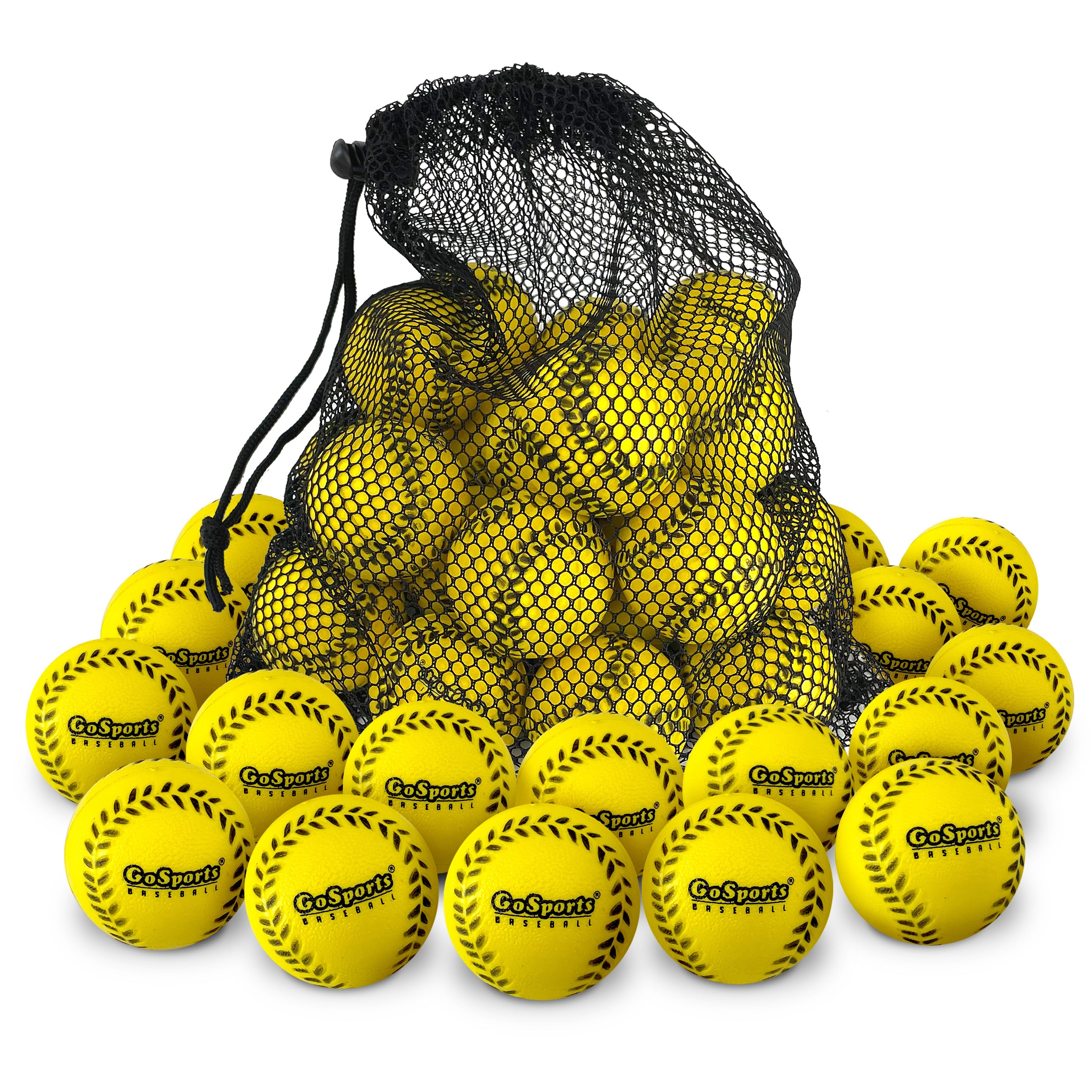 a bag of yellow softballs