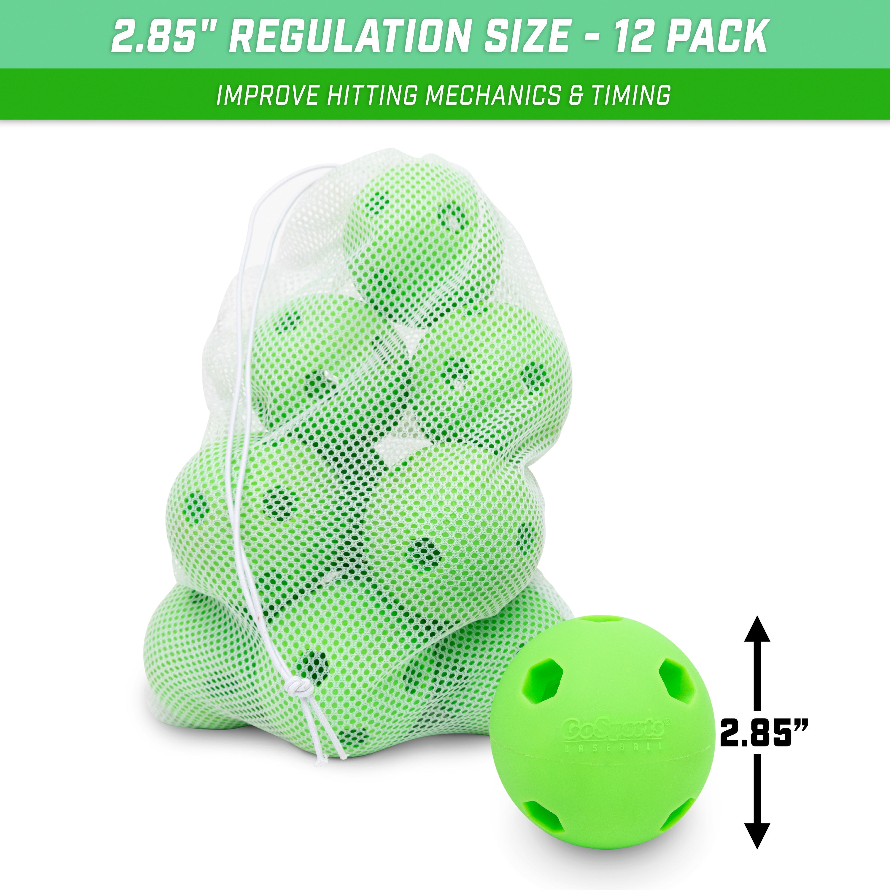 a green mesh bag with a ball inside