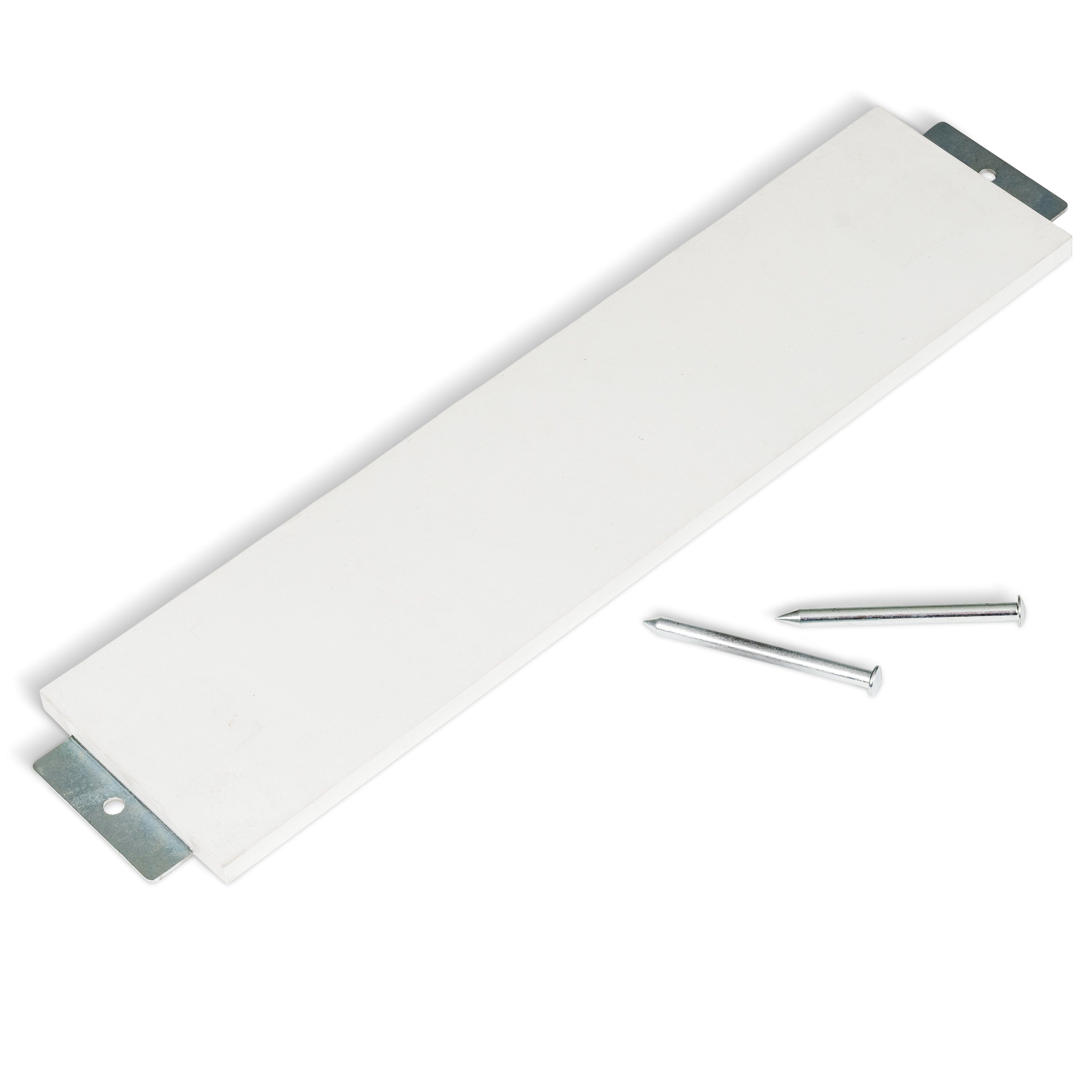 a white plastic board with a screw