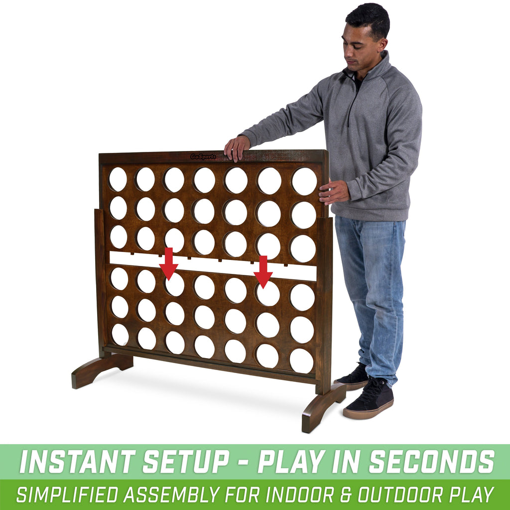 GoSports Giant Portable 4 in a Row Game Dark Wood Stain - Huge 4 Foot Width - with Rules and Carry Bag 4 in a Row playgosports.com 