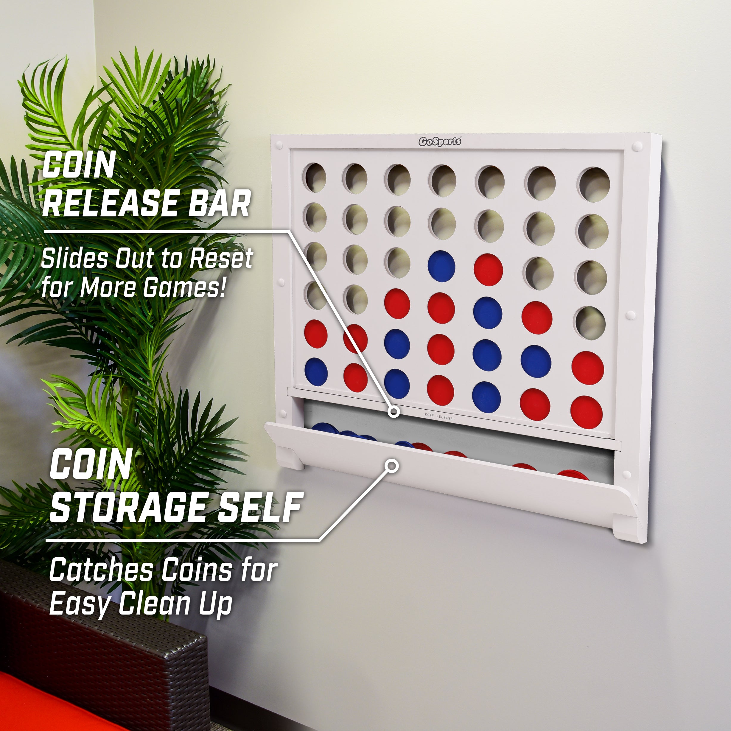 a game board with a large red and blue dot