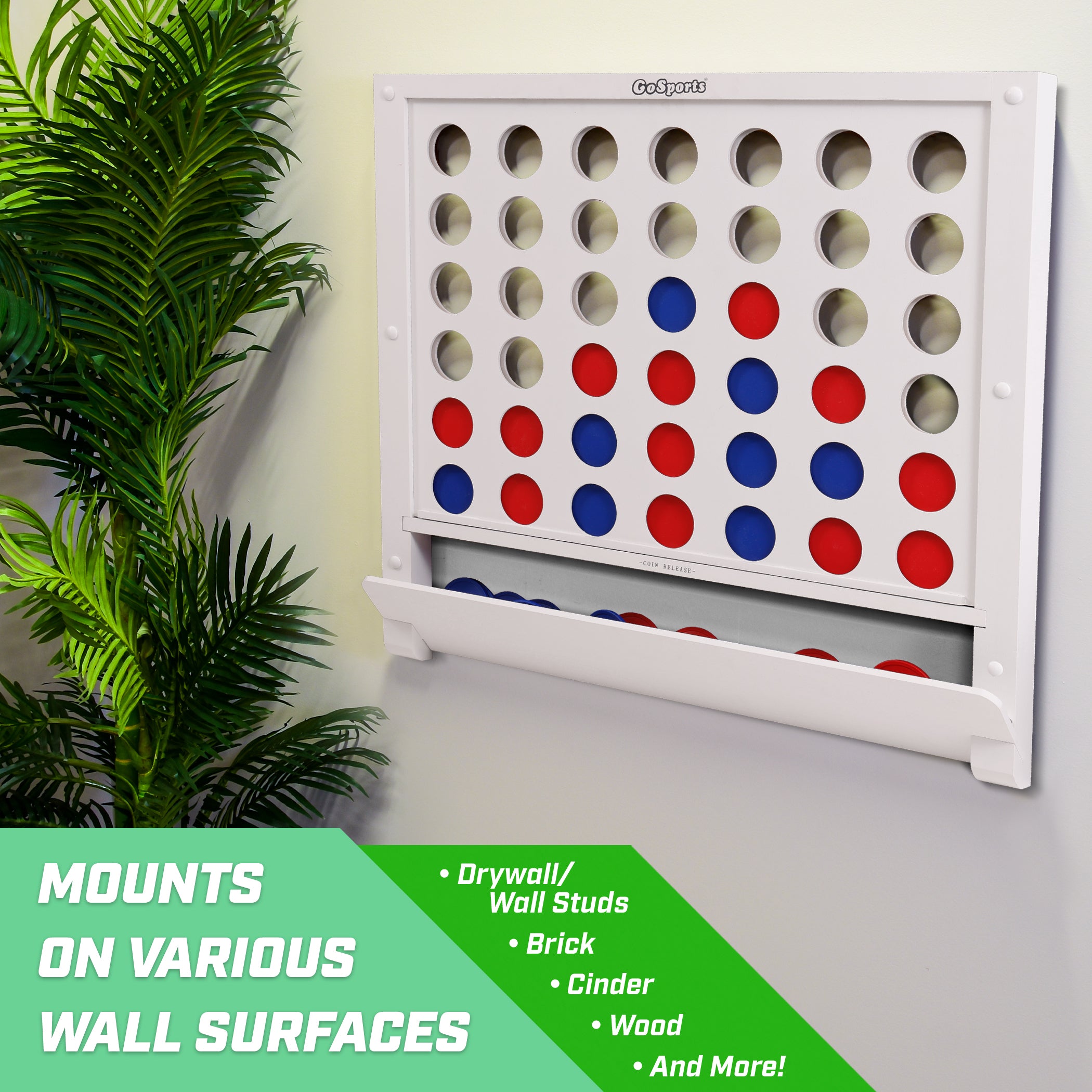 a white board with red, white and blue circles