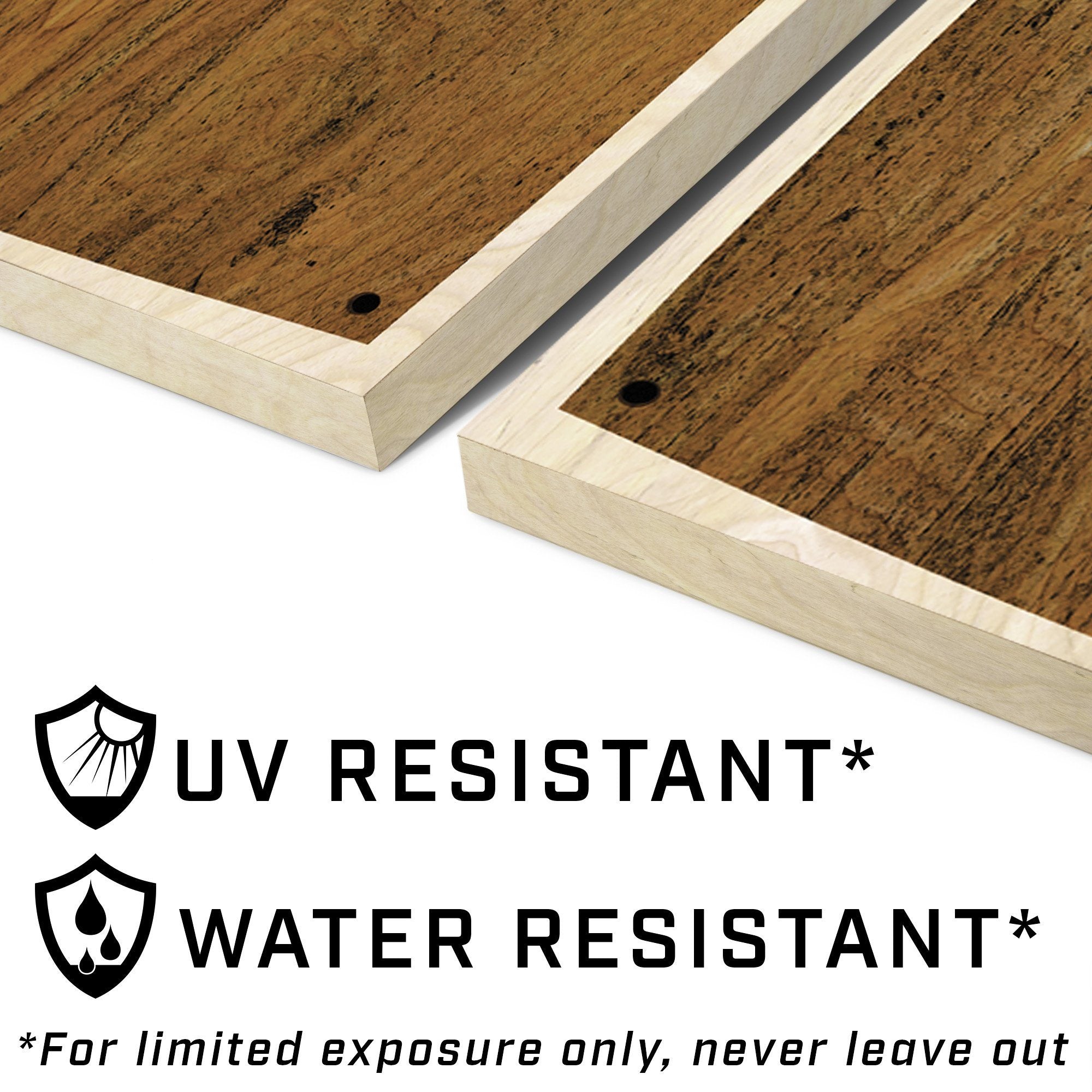 a pair of wooden flooring boards with the words, ' water resistant '