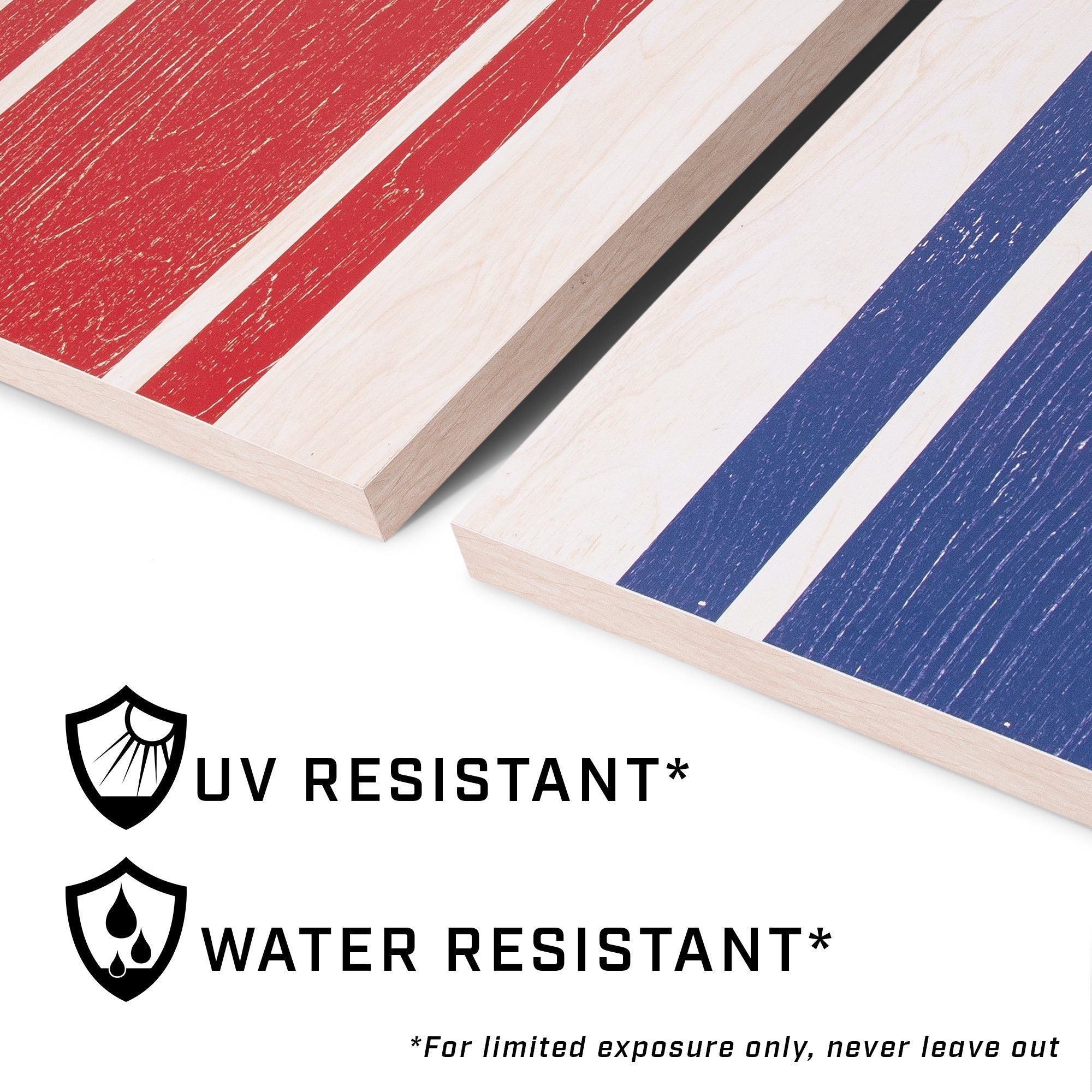 a pair of wooden boards with the words, ' we are not in the usa '