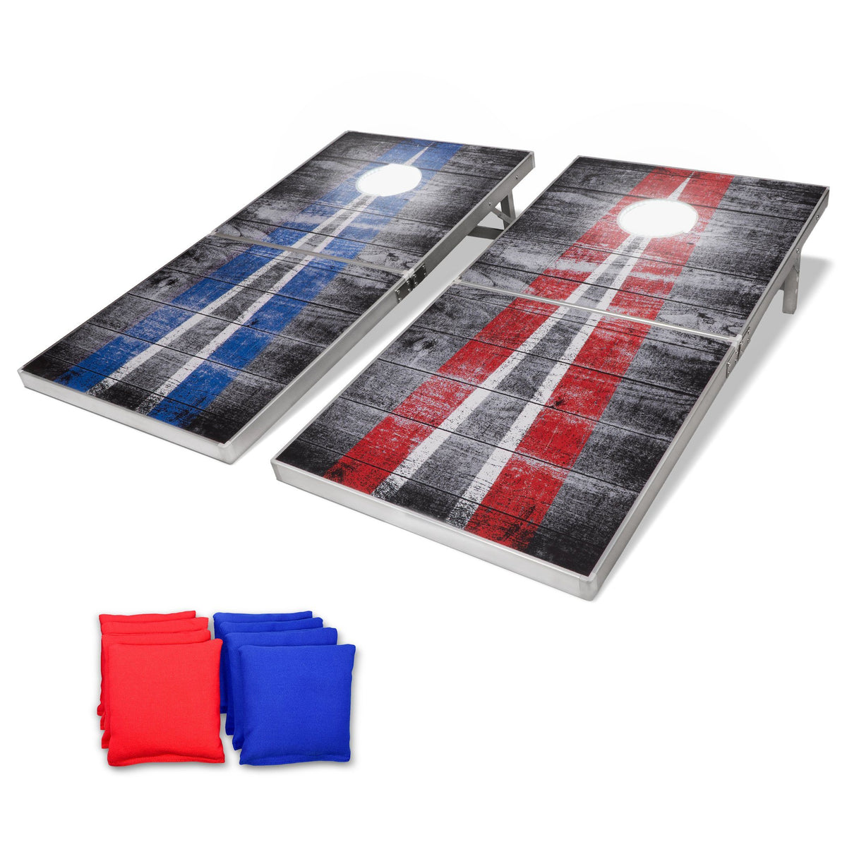 GoSports Regulation Size LED Cornhole Game Set - 4ft Boards, 8 Bean Bags, Foldable & Portable