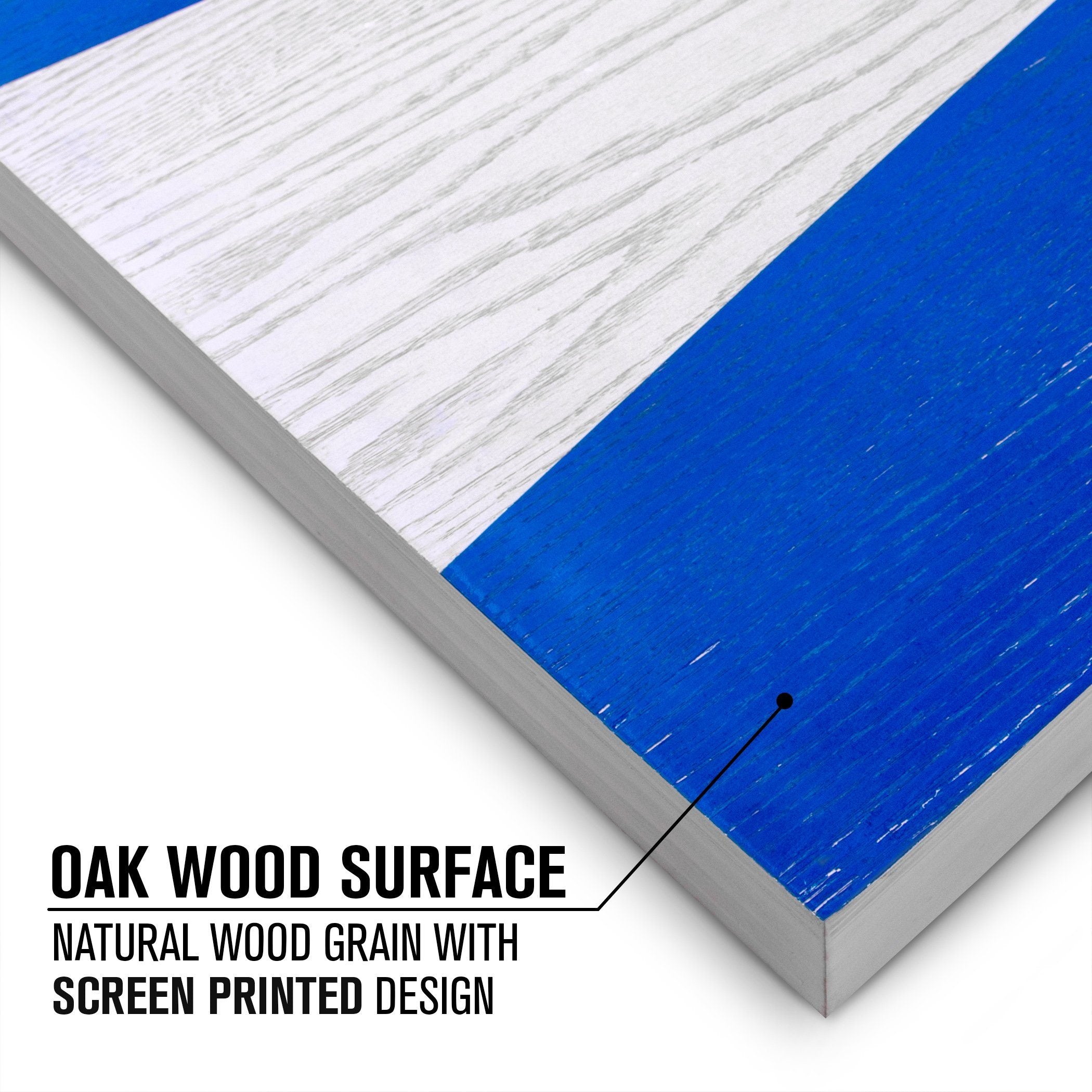 a white and blue wood grain with a black stripe