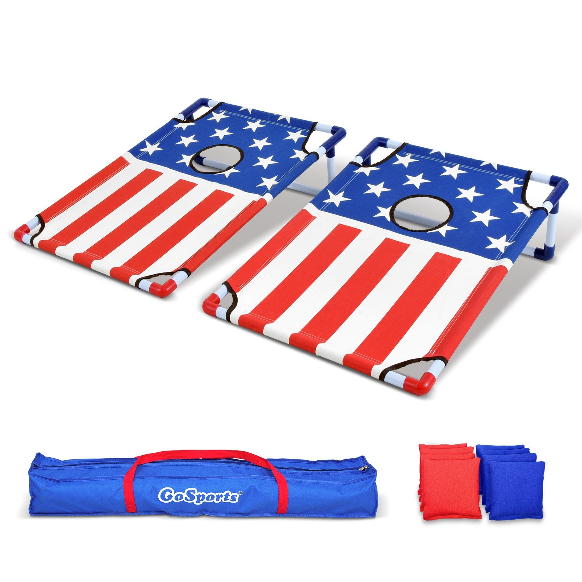 a pair of american flag table tennis set