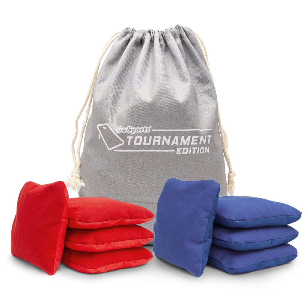 GoSports Red & Blue Dual Sided Cornhole Bean Bags | Slide & Stop Regulation Tournament Bean Bags Set of 8 Cornhole playgosports.com 