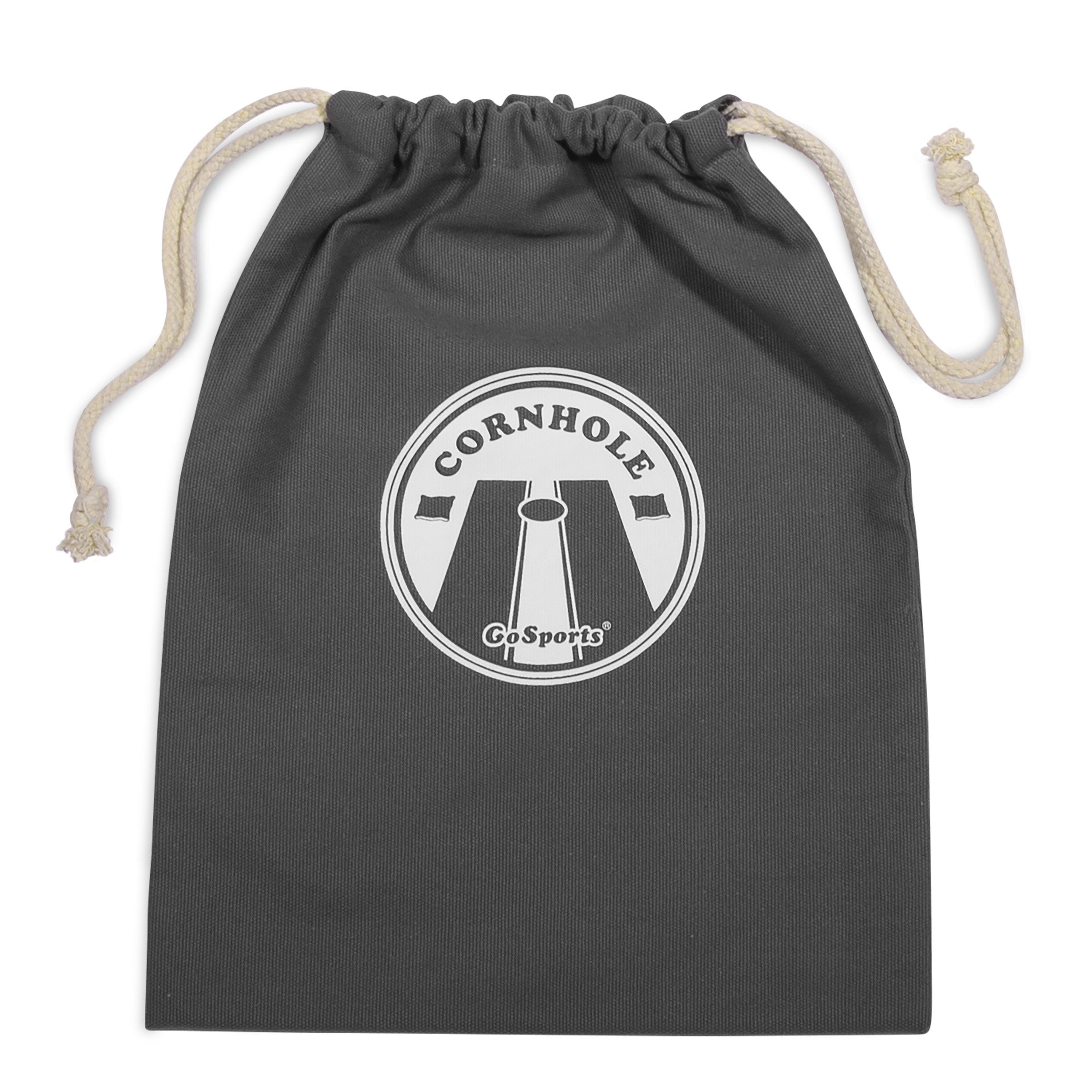 a black draws bag with a white logo on it