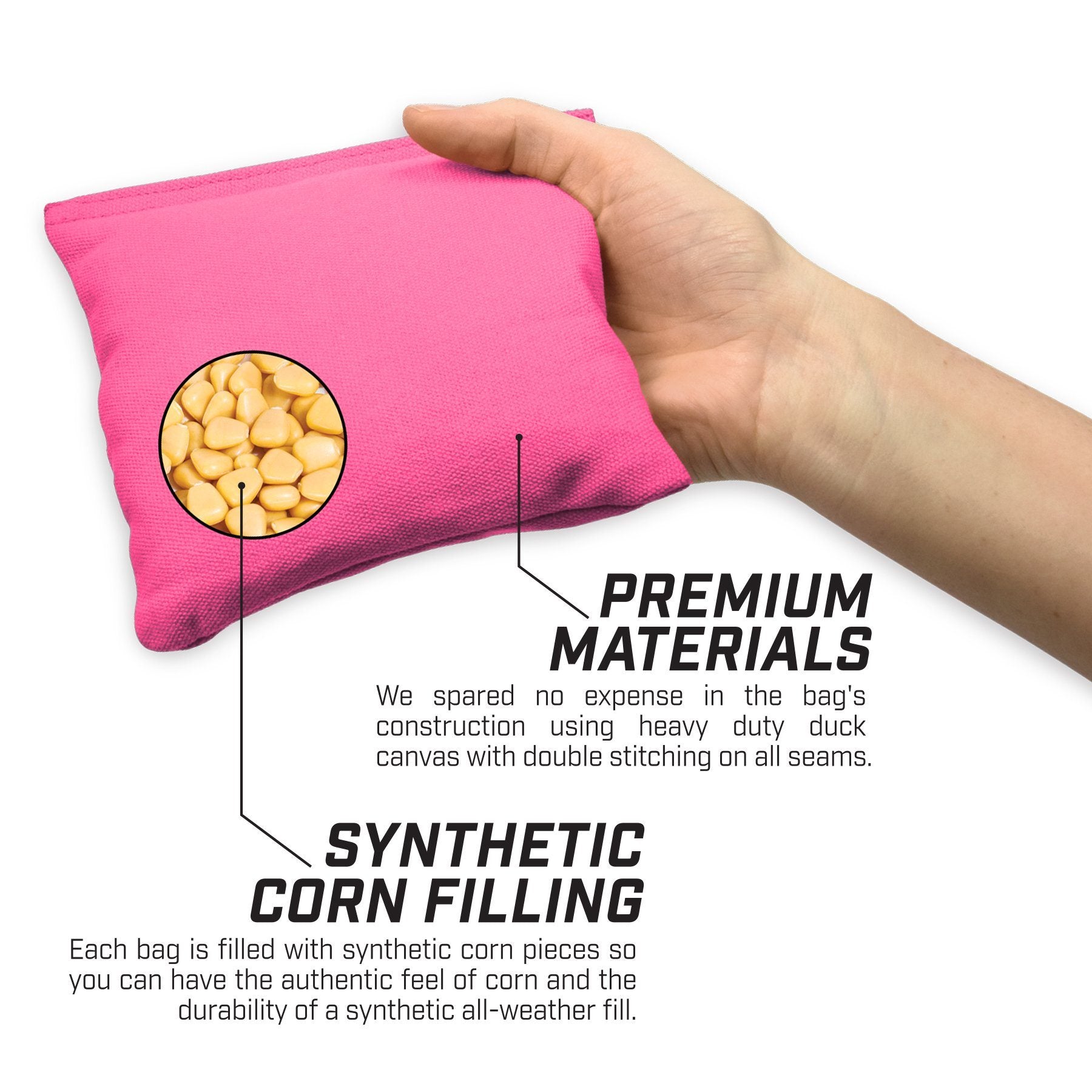 a pink bag with a diagram of the contents