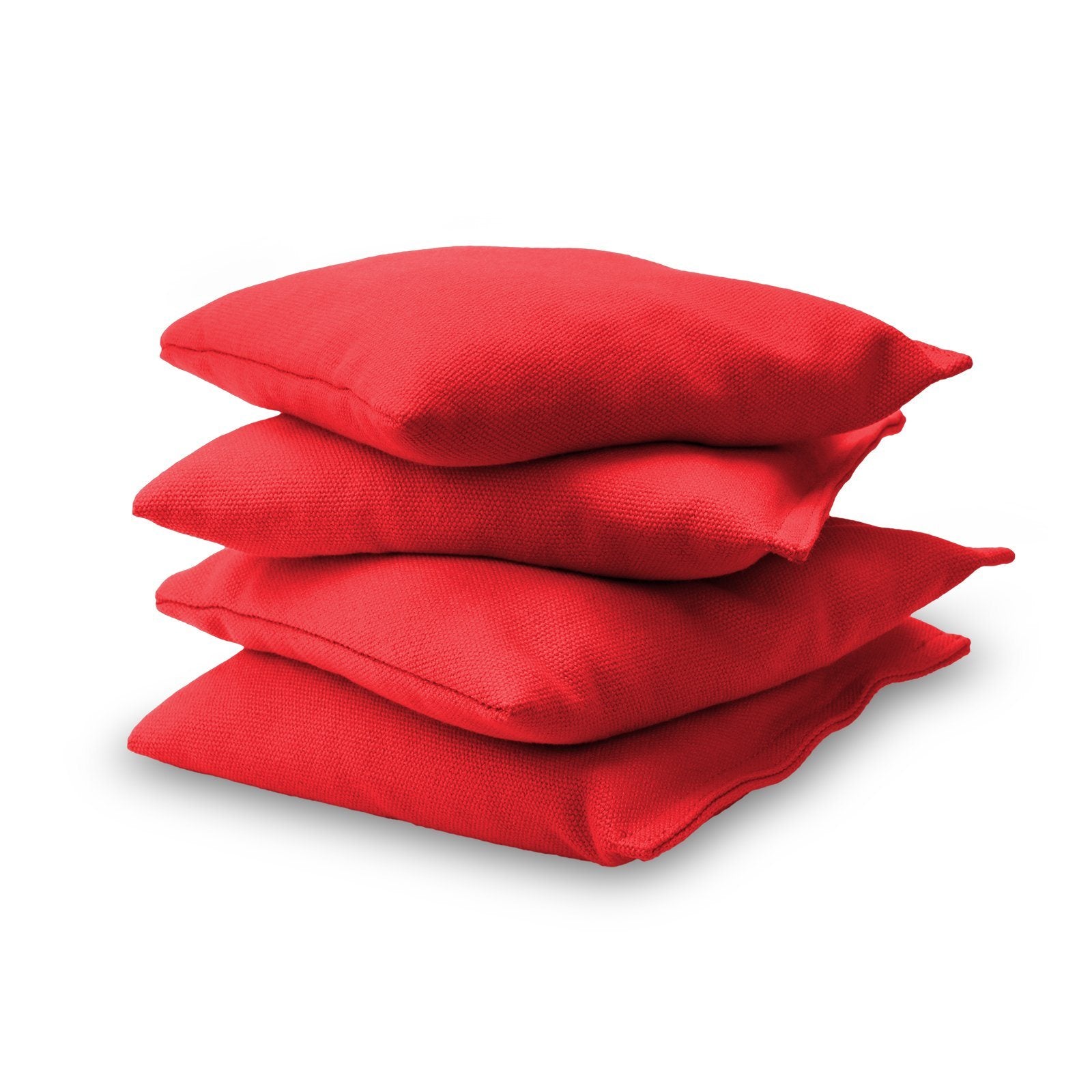 three red pillows on a white background