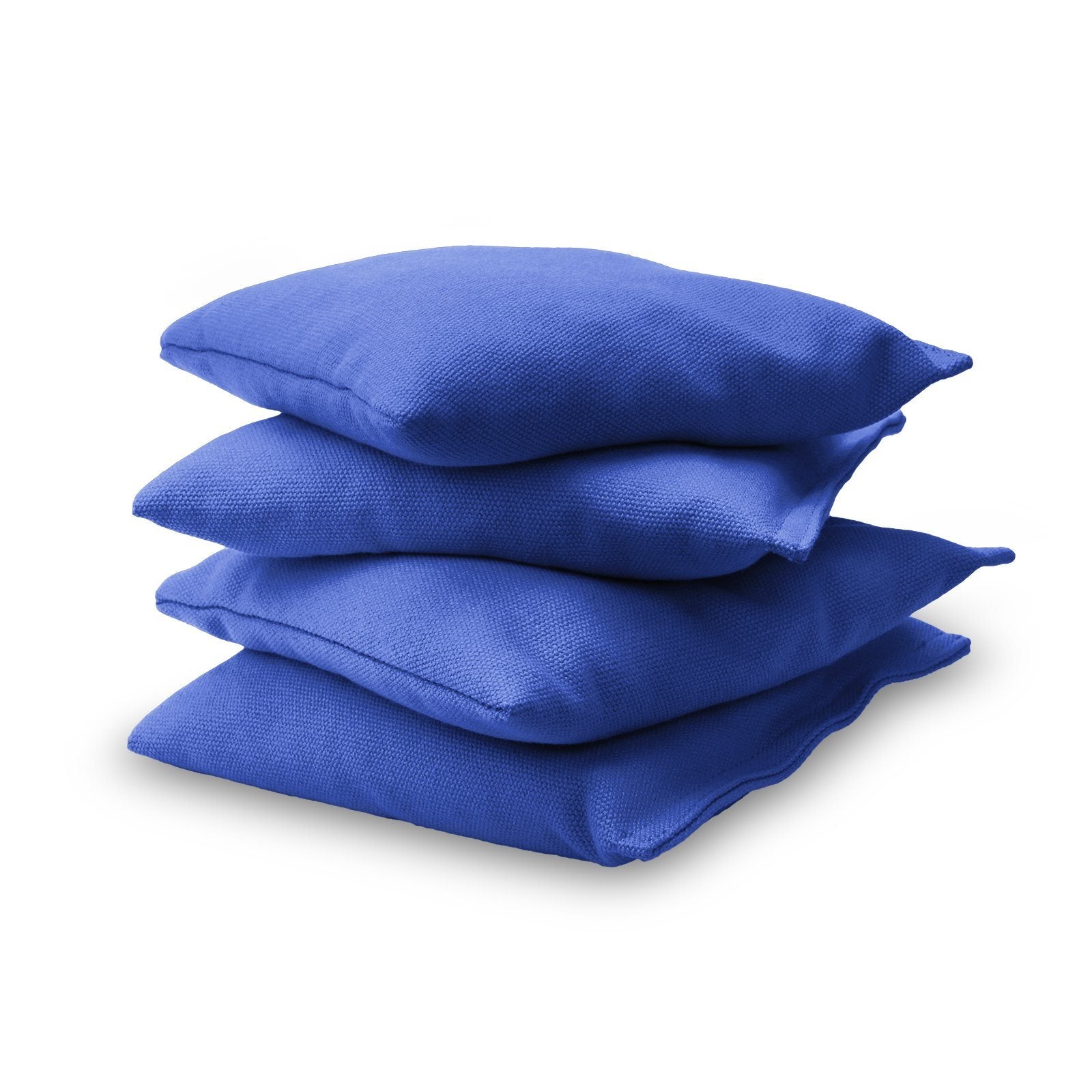 a stack of blue pillows