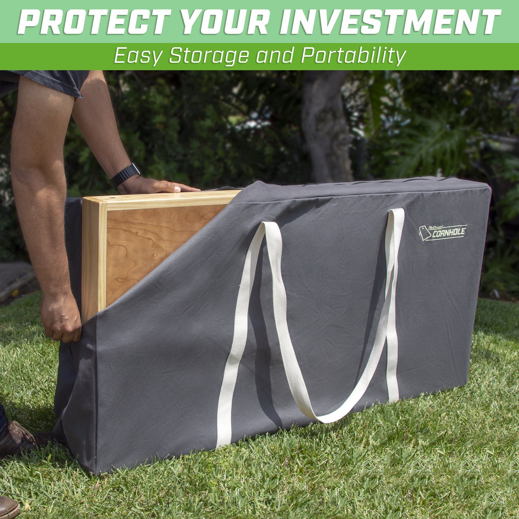 a man putting a bag into a large bag