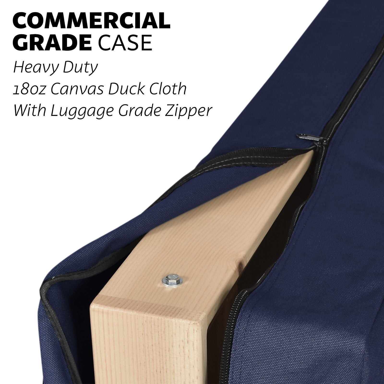 a large bag with a wooden handle and a zipper