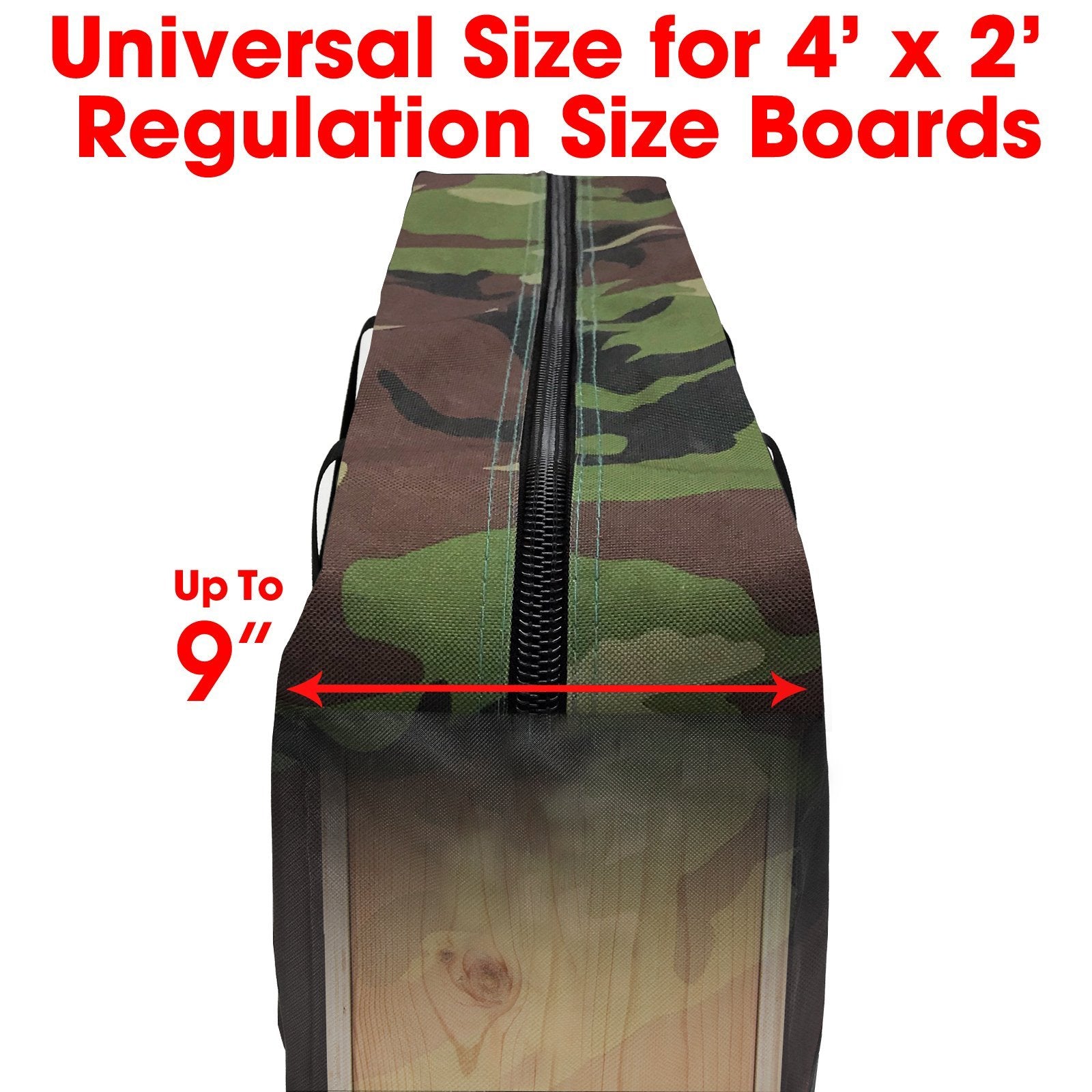 a large camouflage bag with a zipper and a large zipper