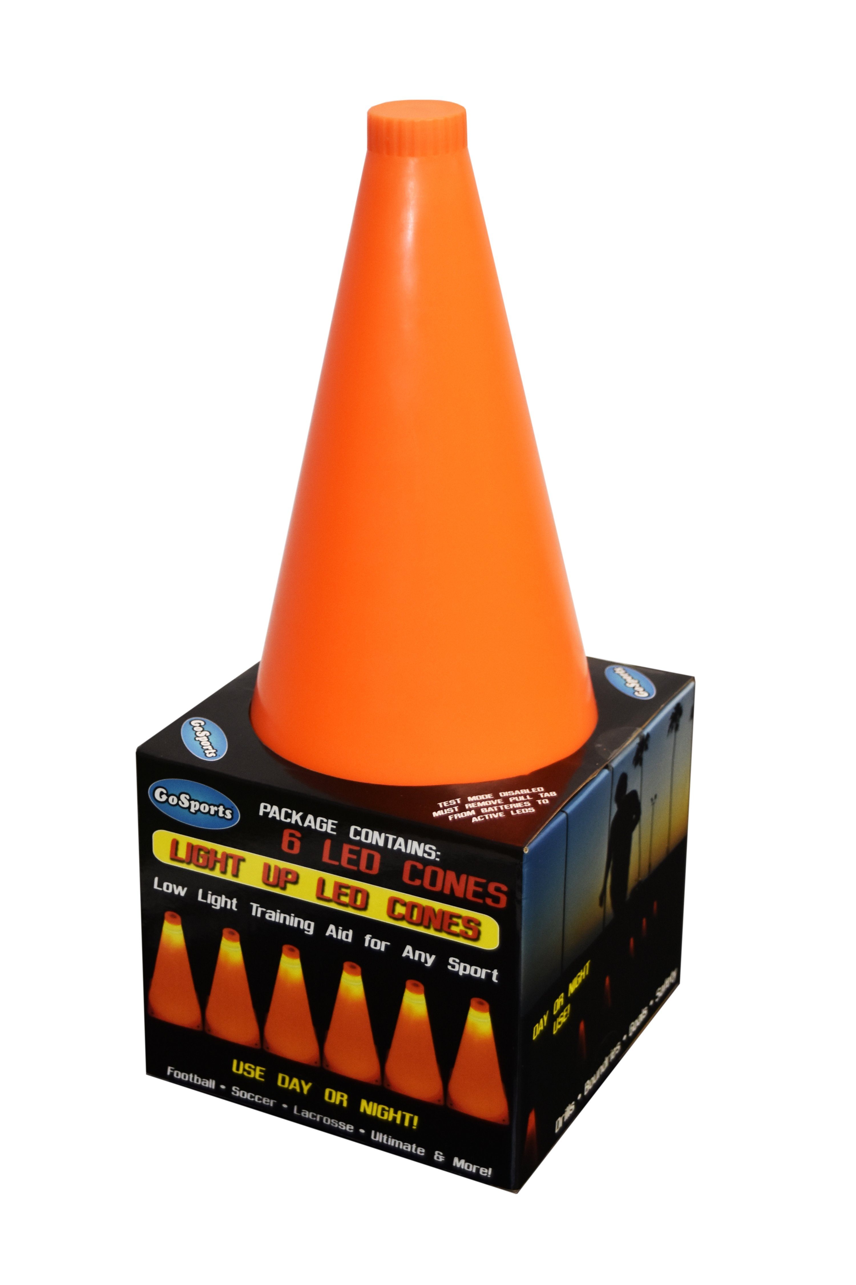 a orange cone with a black box on top