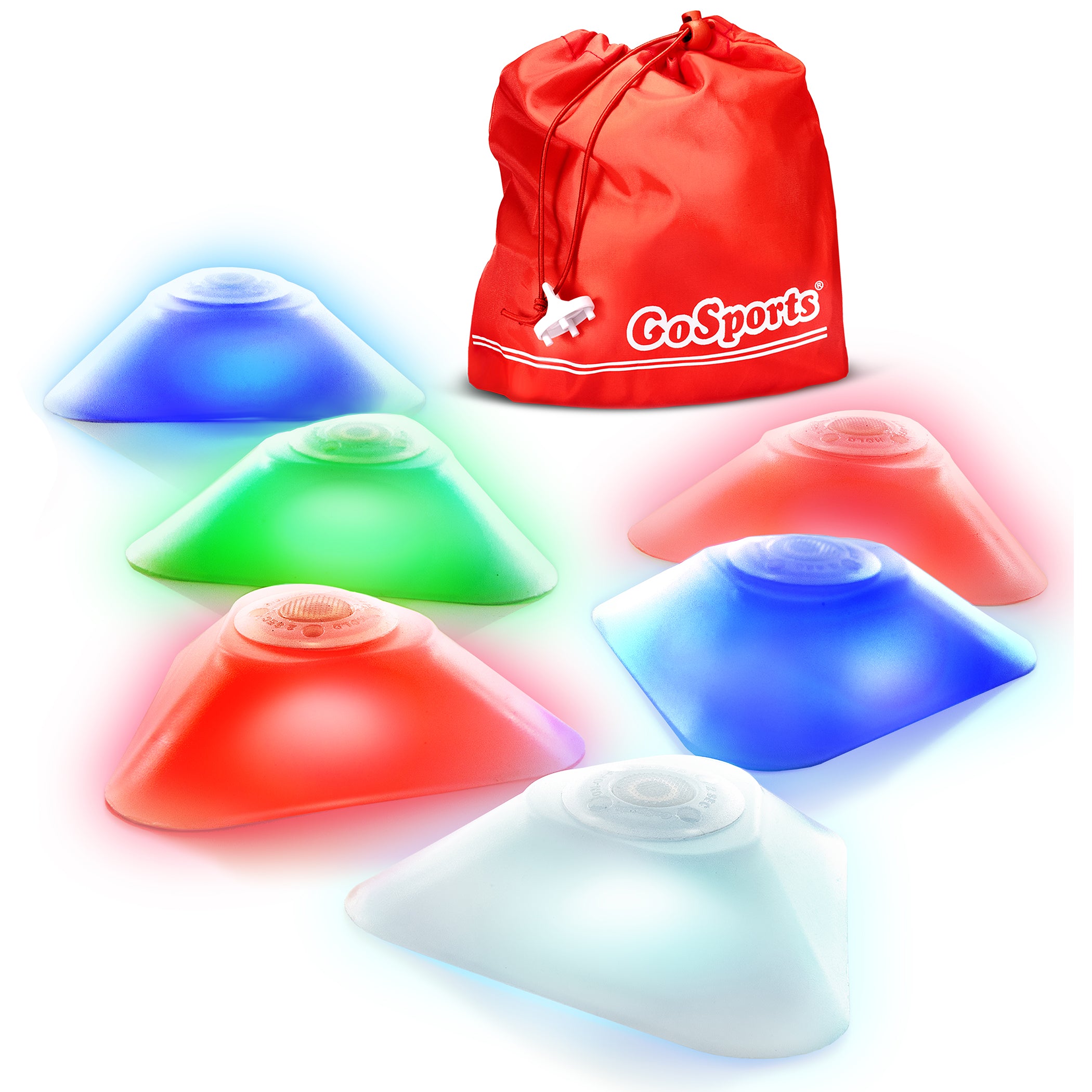 a bag of colorful plastic cones