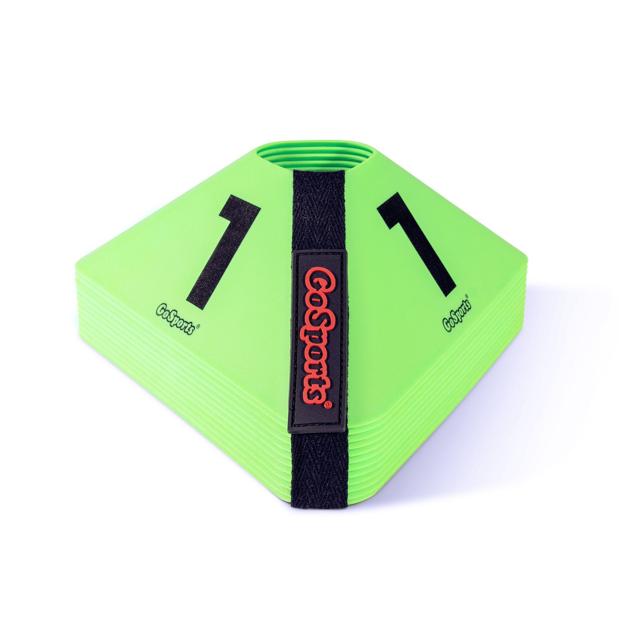 a green foam with a black strap