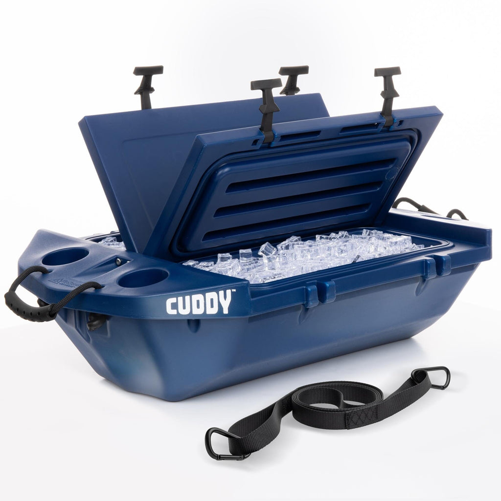 Cuddy Floating Cooler and Dry Storage Vessel – 40QT – Amphibious Hard Shell Design, Navy Playgosports.com 
