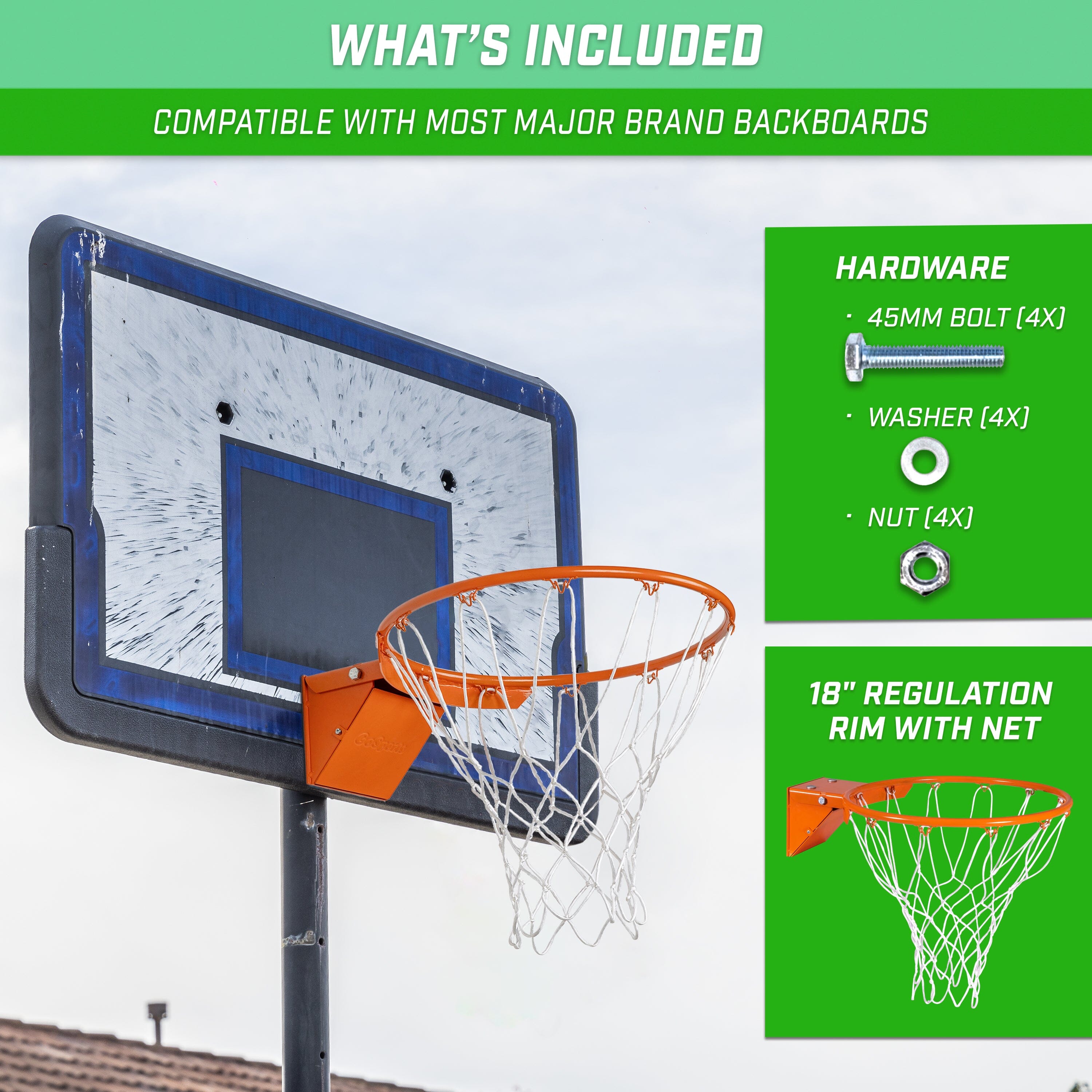 a basketball hoop with a broken basketball net