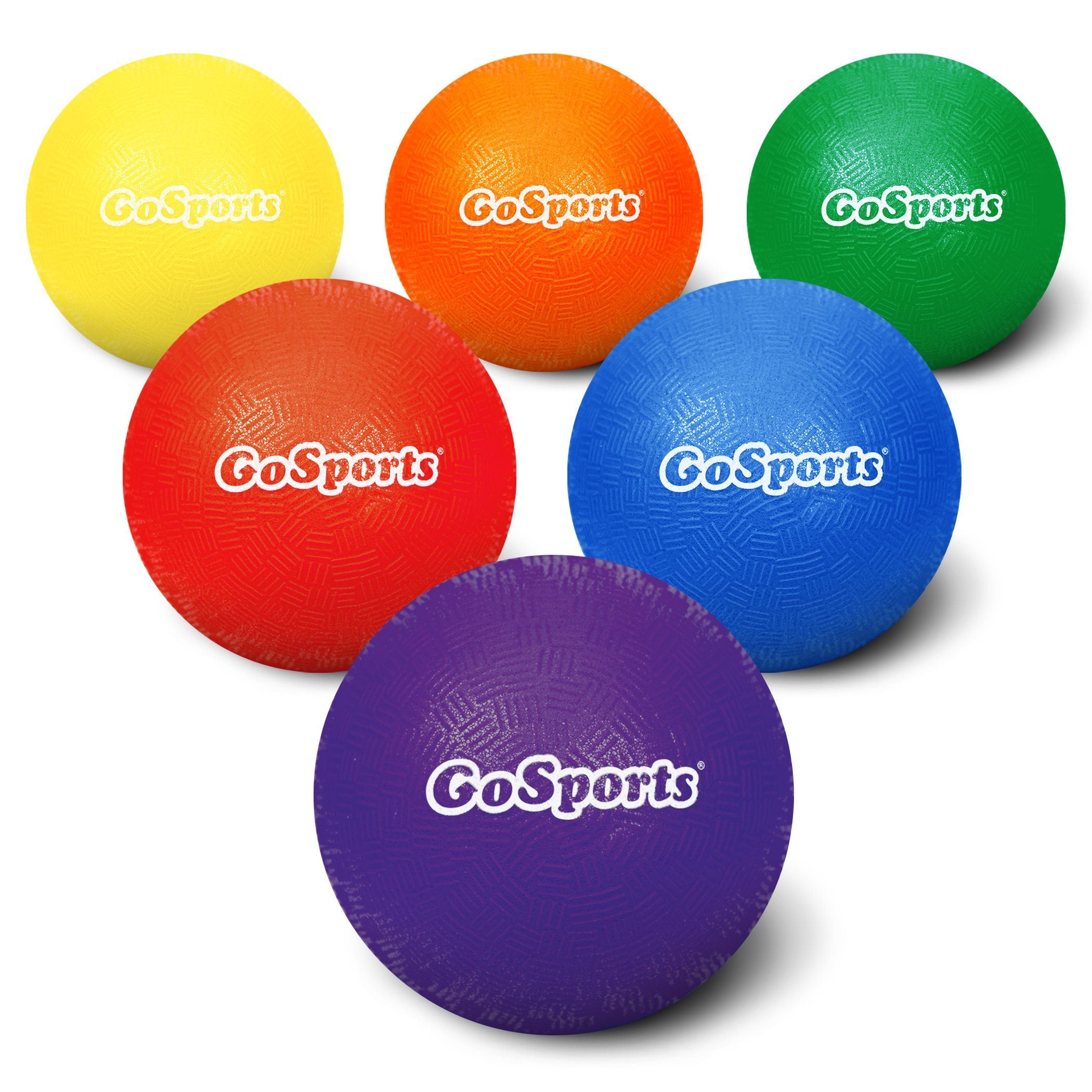 a set of four colorful balls with the word sport on them
