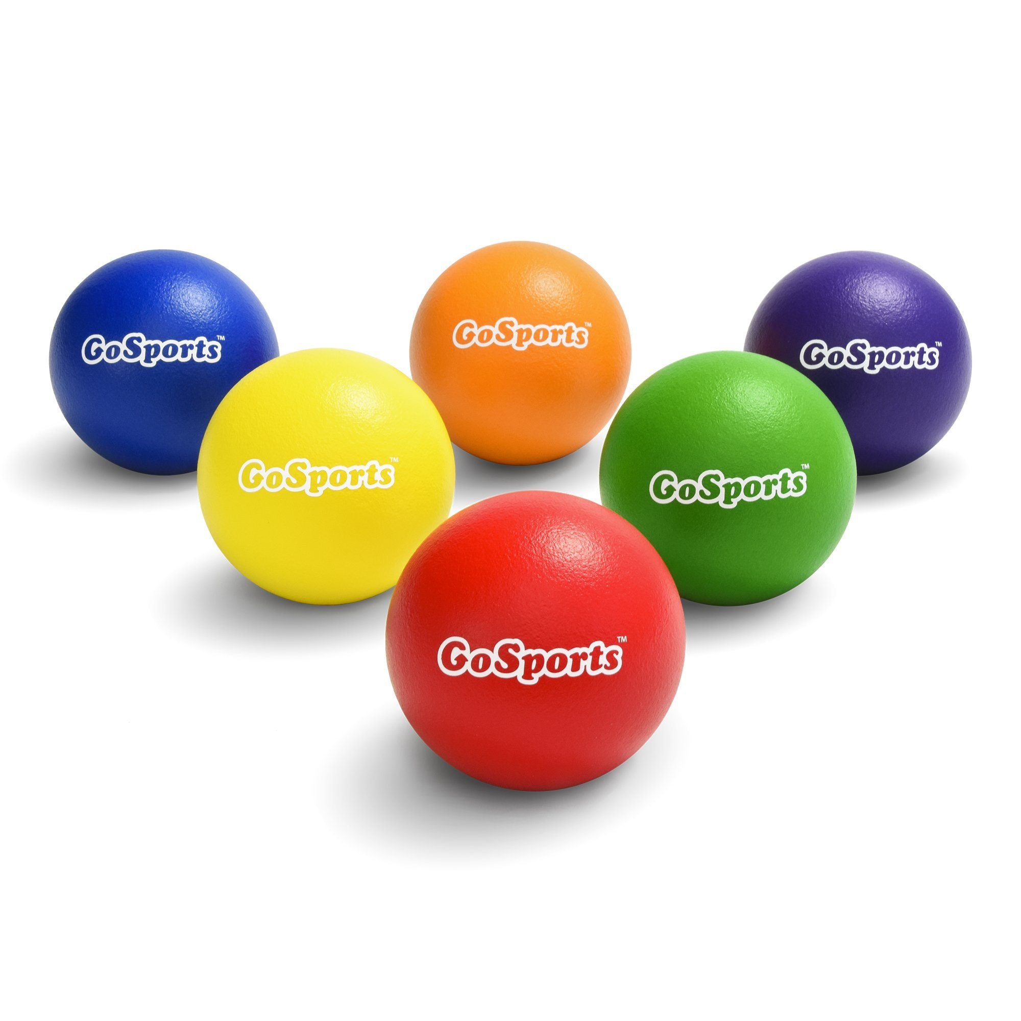 a group of colorful balls with the word go sport