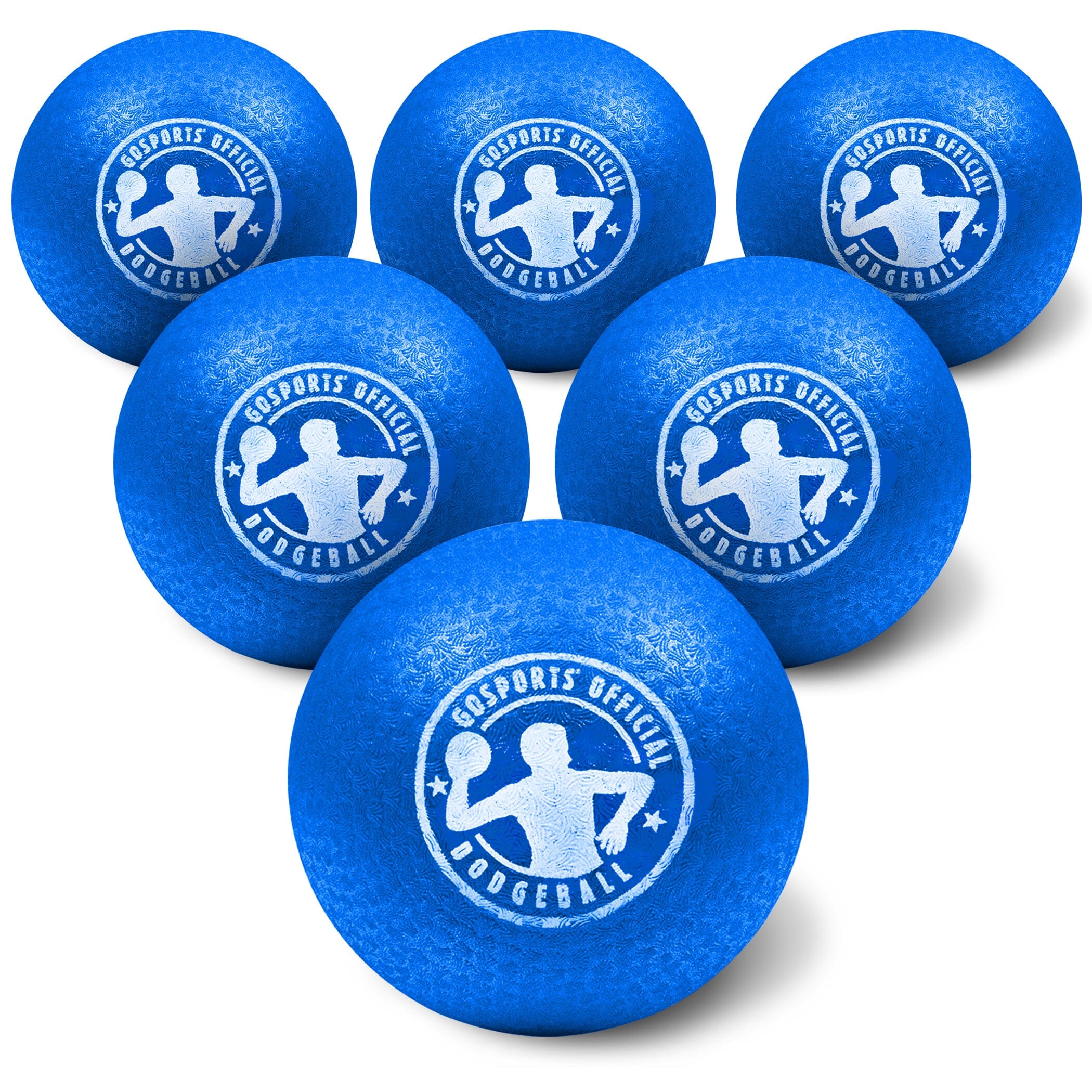 a dozen of blue balls with white logos