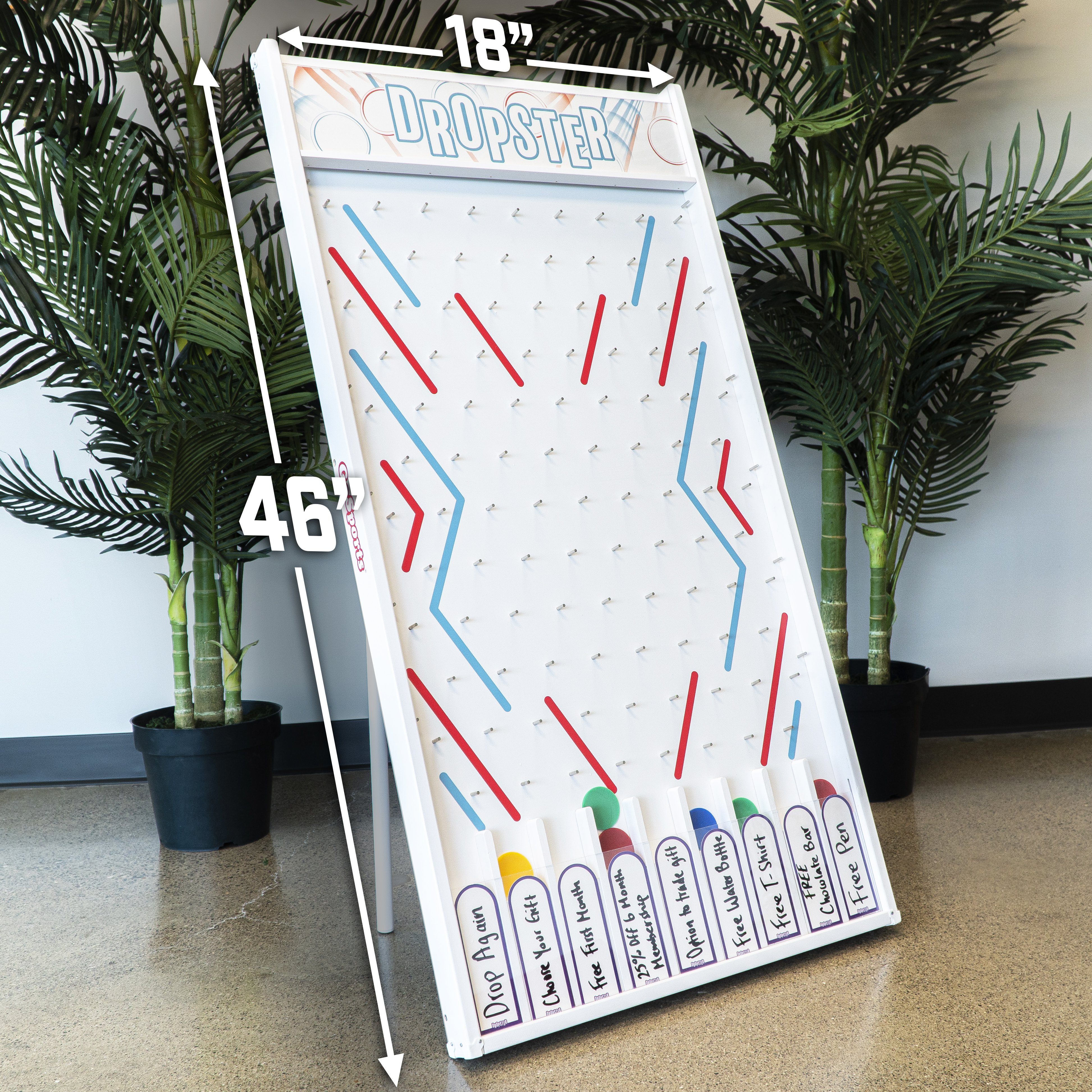 a white board with a red and blue arrow