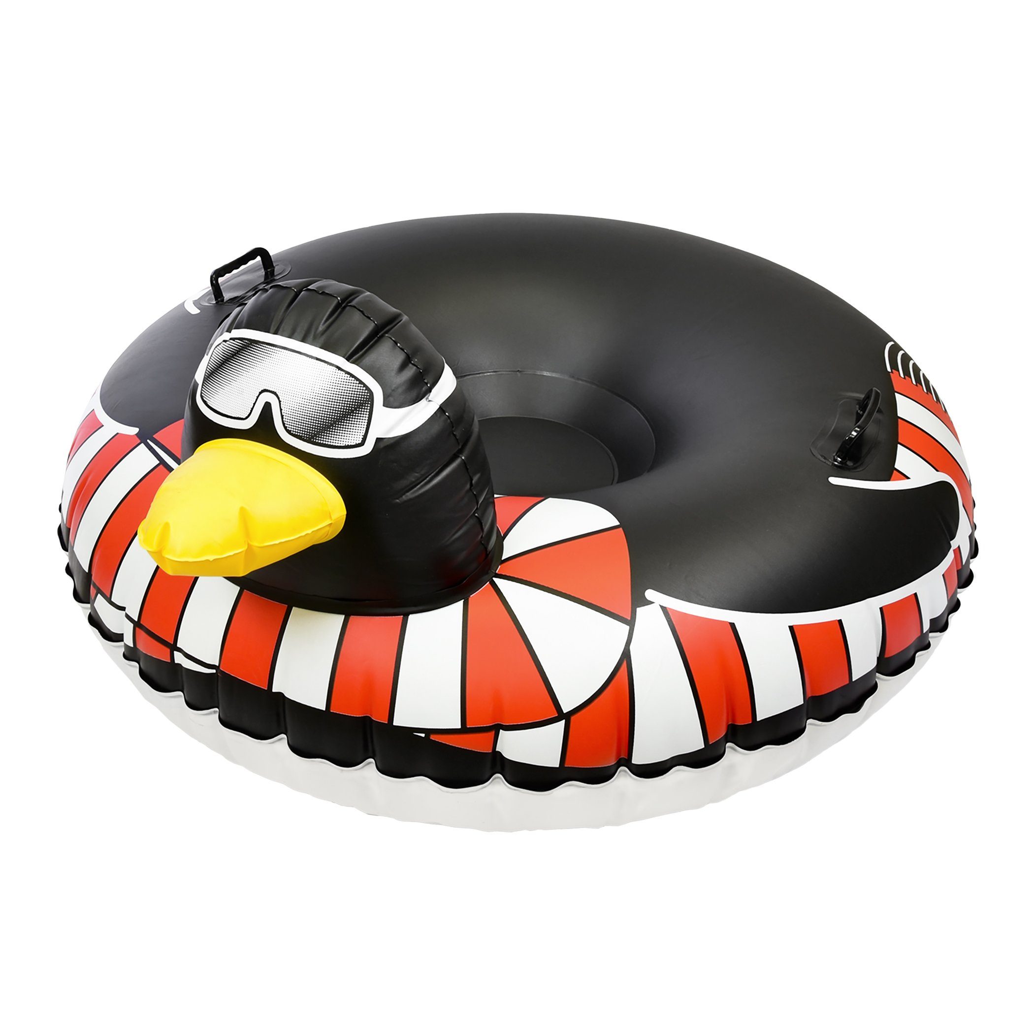a black and white inflatable with an eagle on it