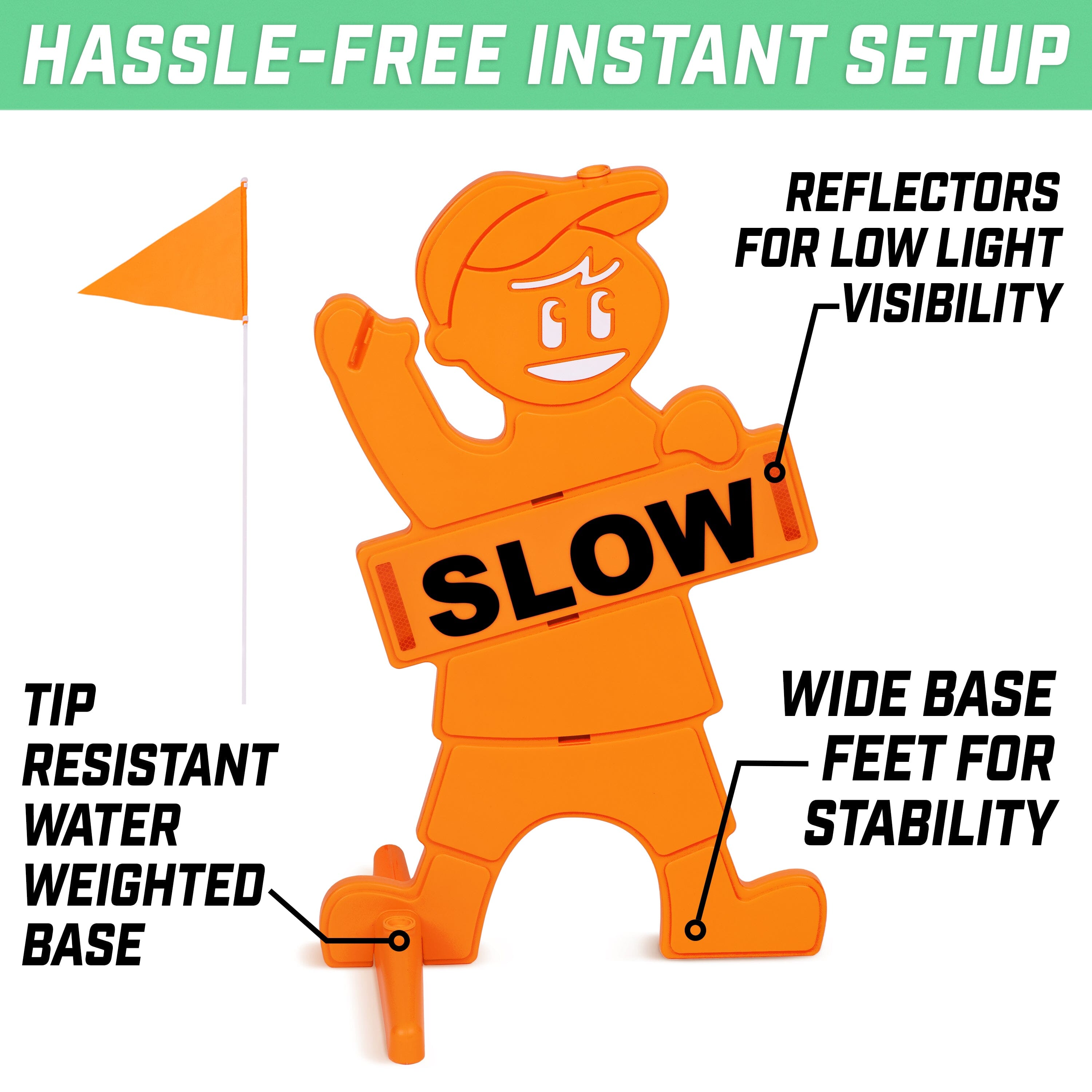 a person holding a sign with the words slow