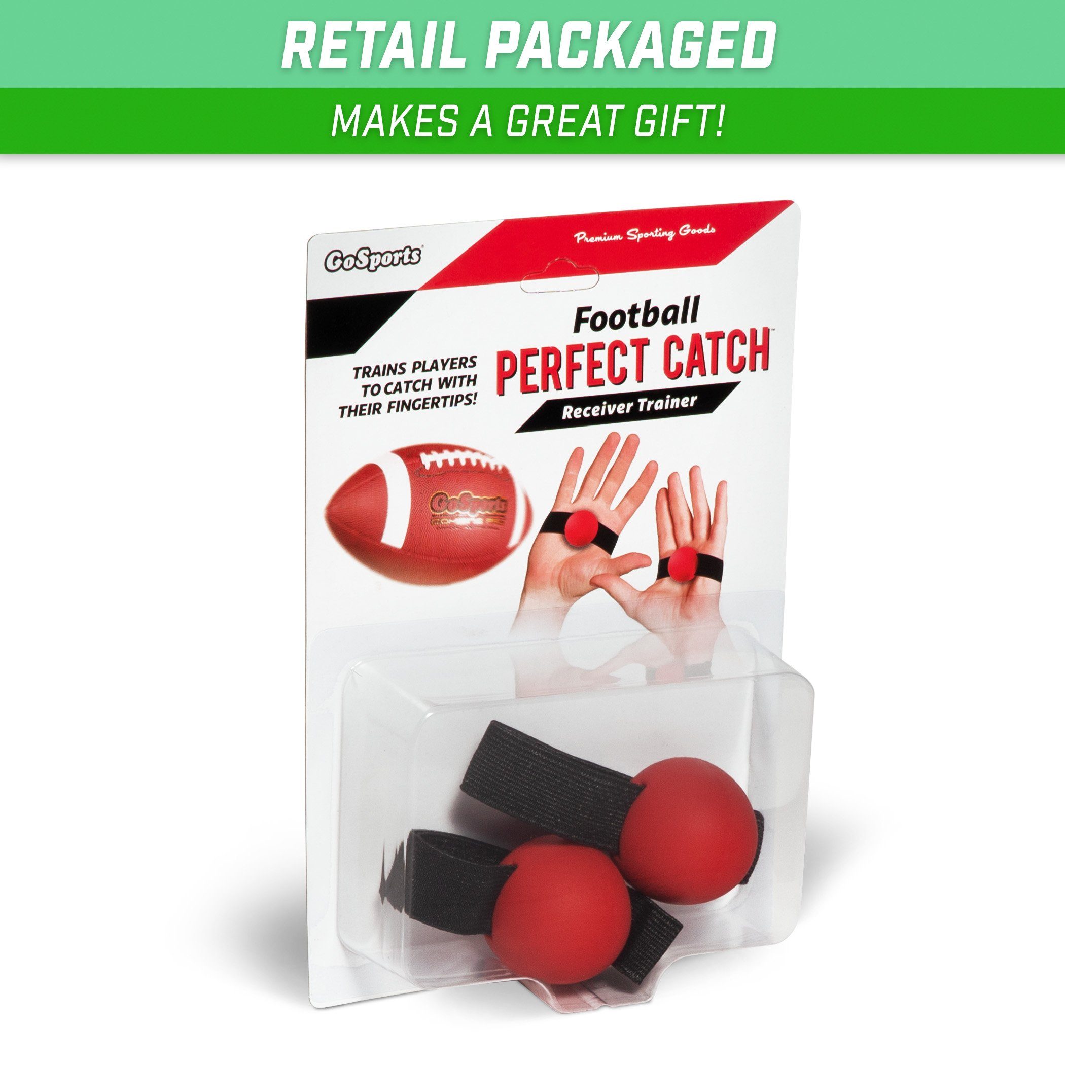 a package of football balls with a hand in the middle