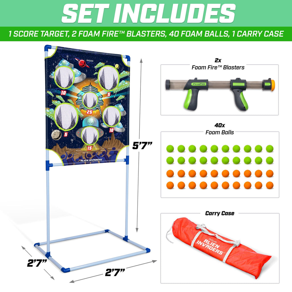 GoSports Foam Fire Alien Invaders Game Set - Includes Target, 2 Toy Blasters and Foam Balls Golf playgosports.com 