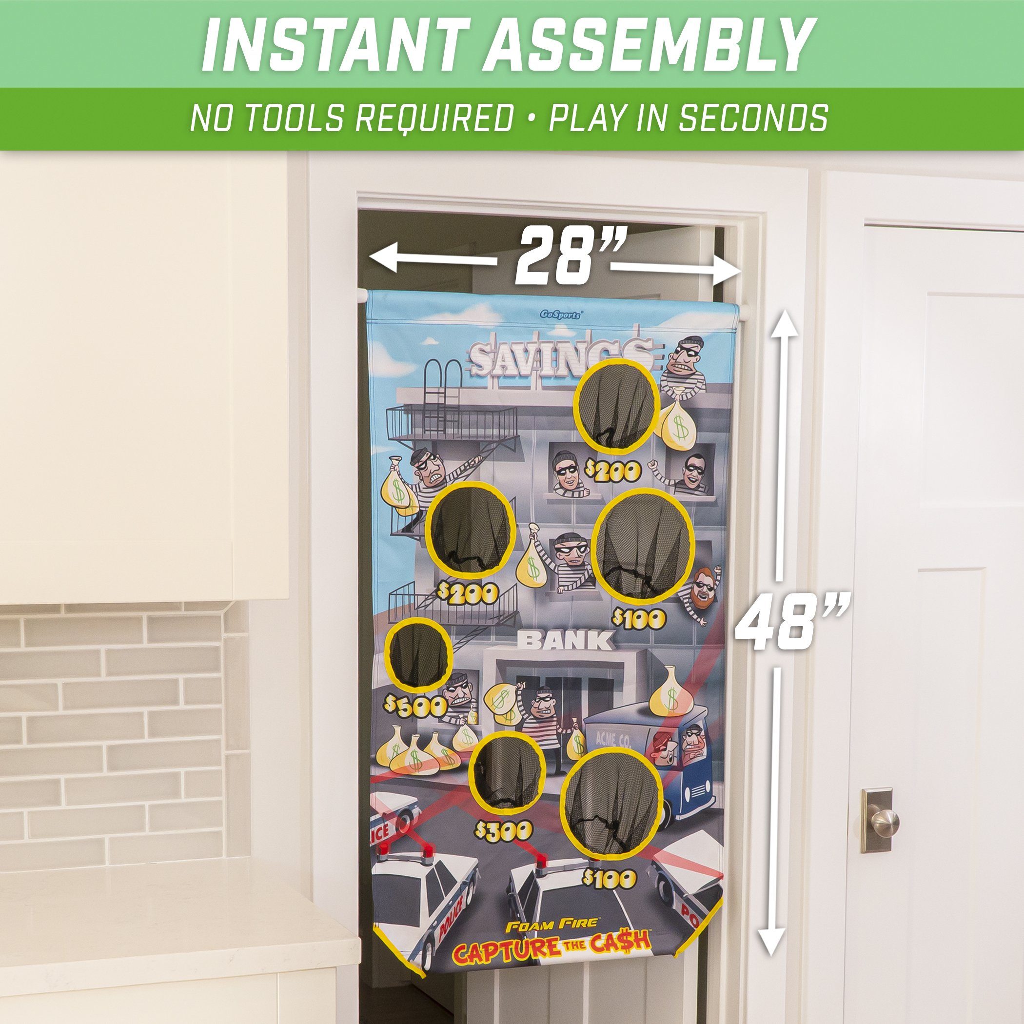a door with a sticker that says, ' instant assembly '