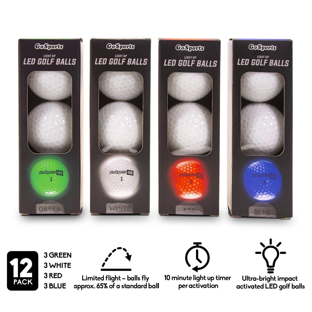 GoSports Light Up LED Golf Balls 12 Pack | Impact Activated with 10 Minute Timer Golf playgosports.com 