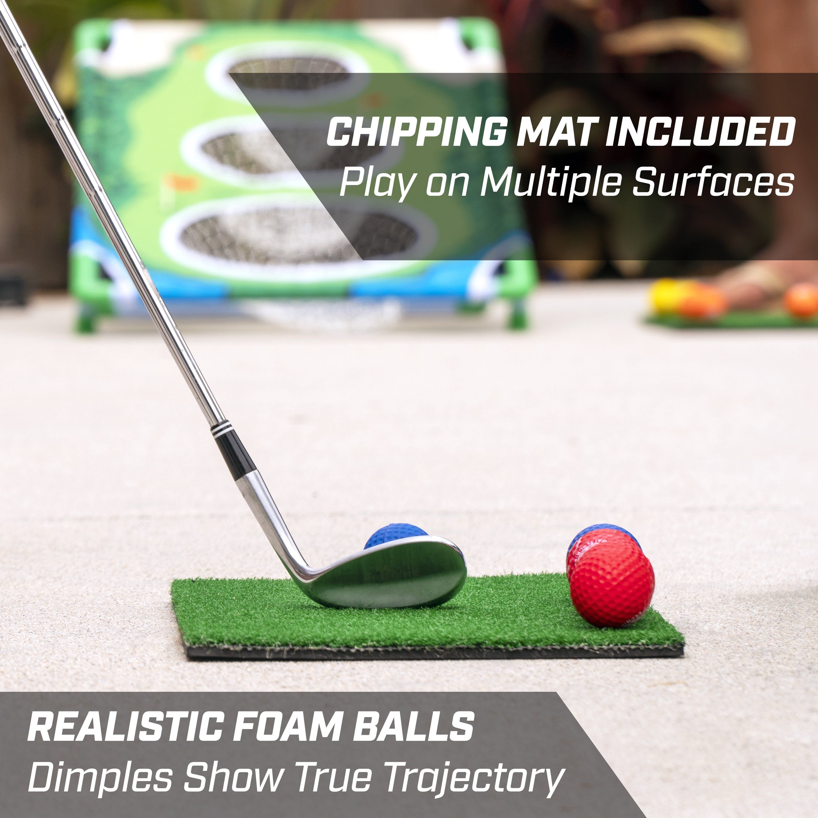 a golf ball and a golf club on the ground