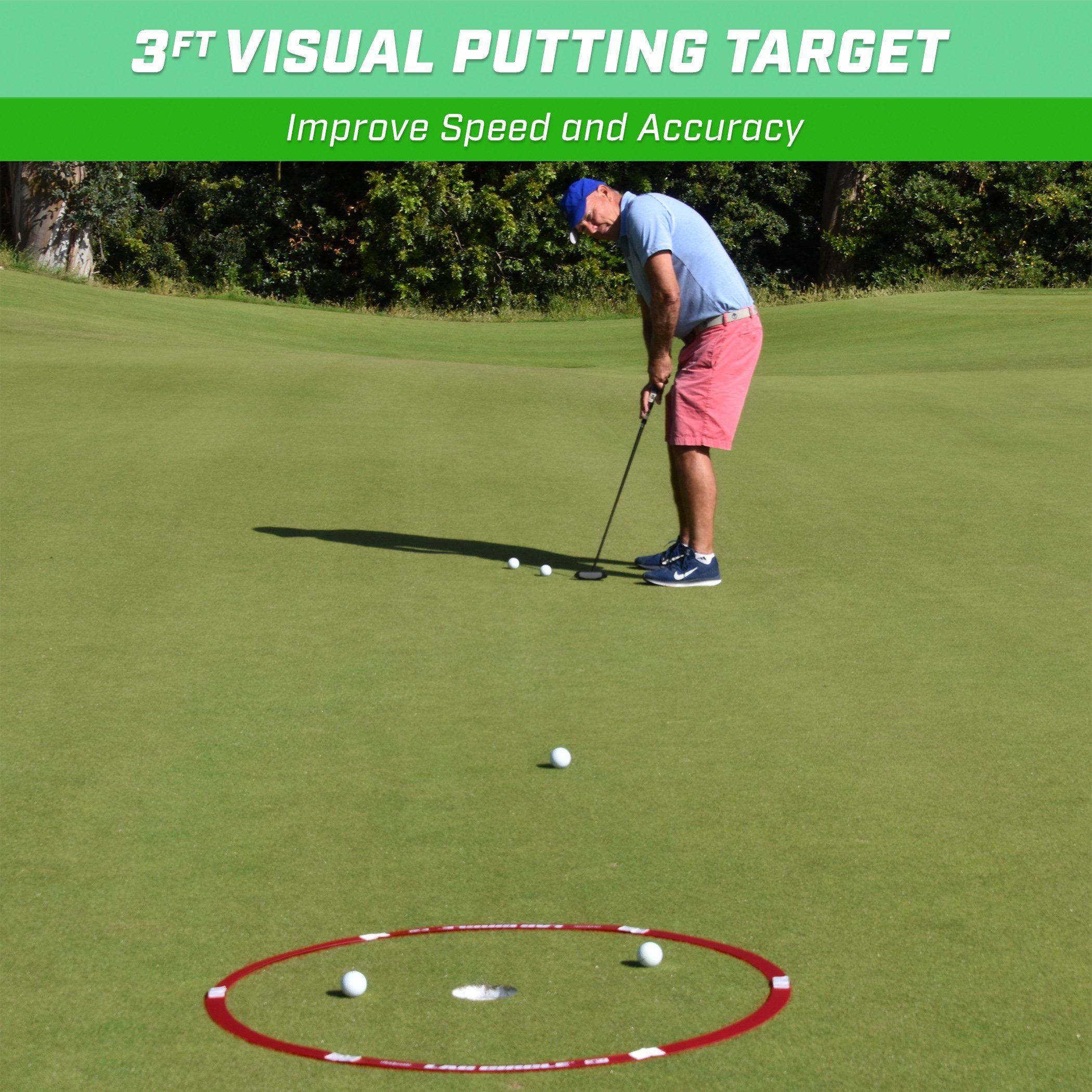 a man is putting a golf ball on the green