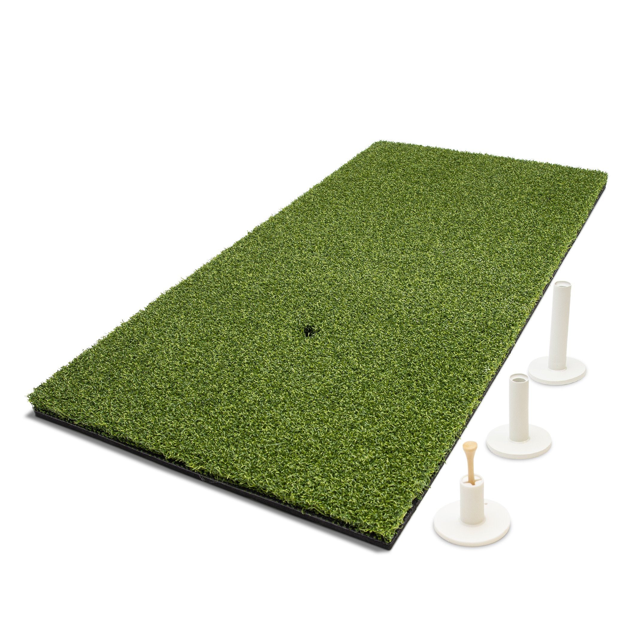 green square artificial grass three plastic sticks