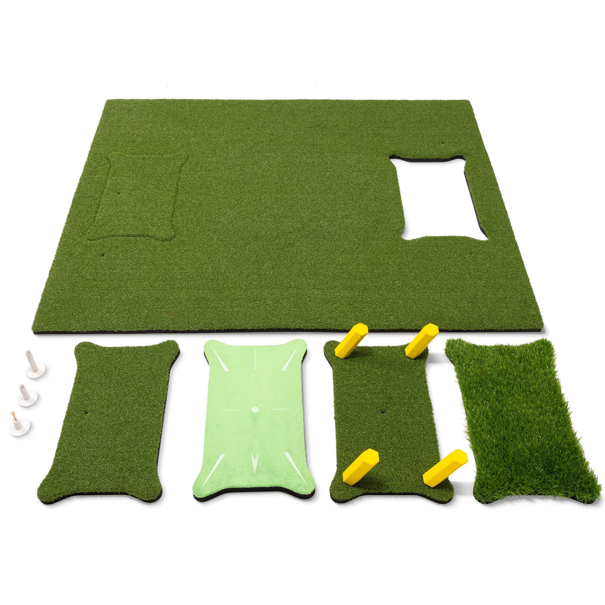 the golf putting mat with a hole and a hole