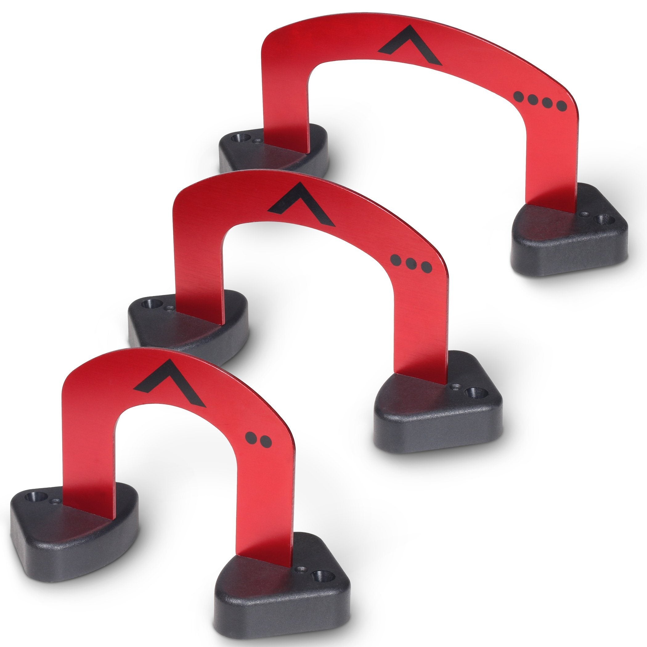 a pair of red and black bike racks
