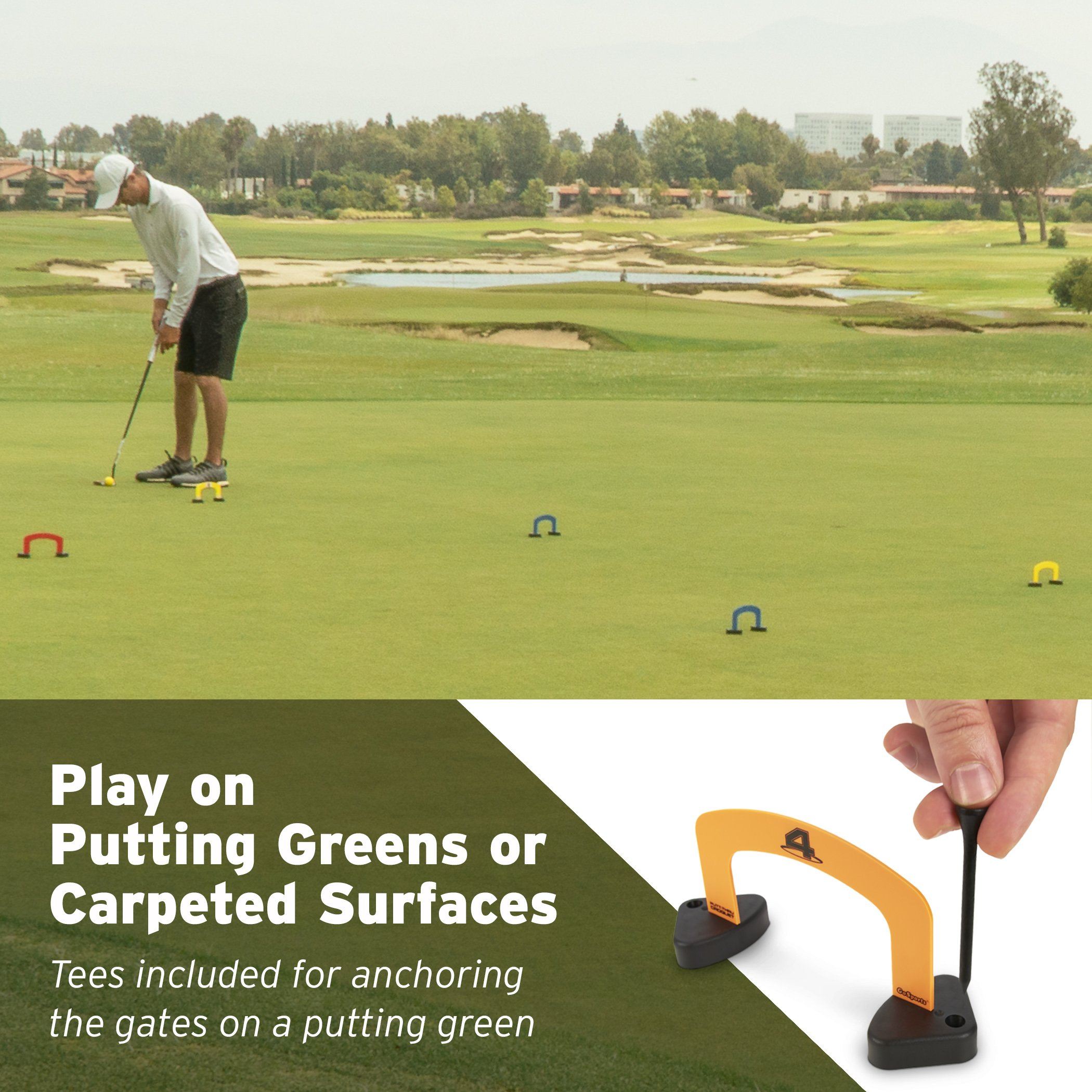 a man is putting a golf ball on the green